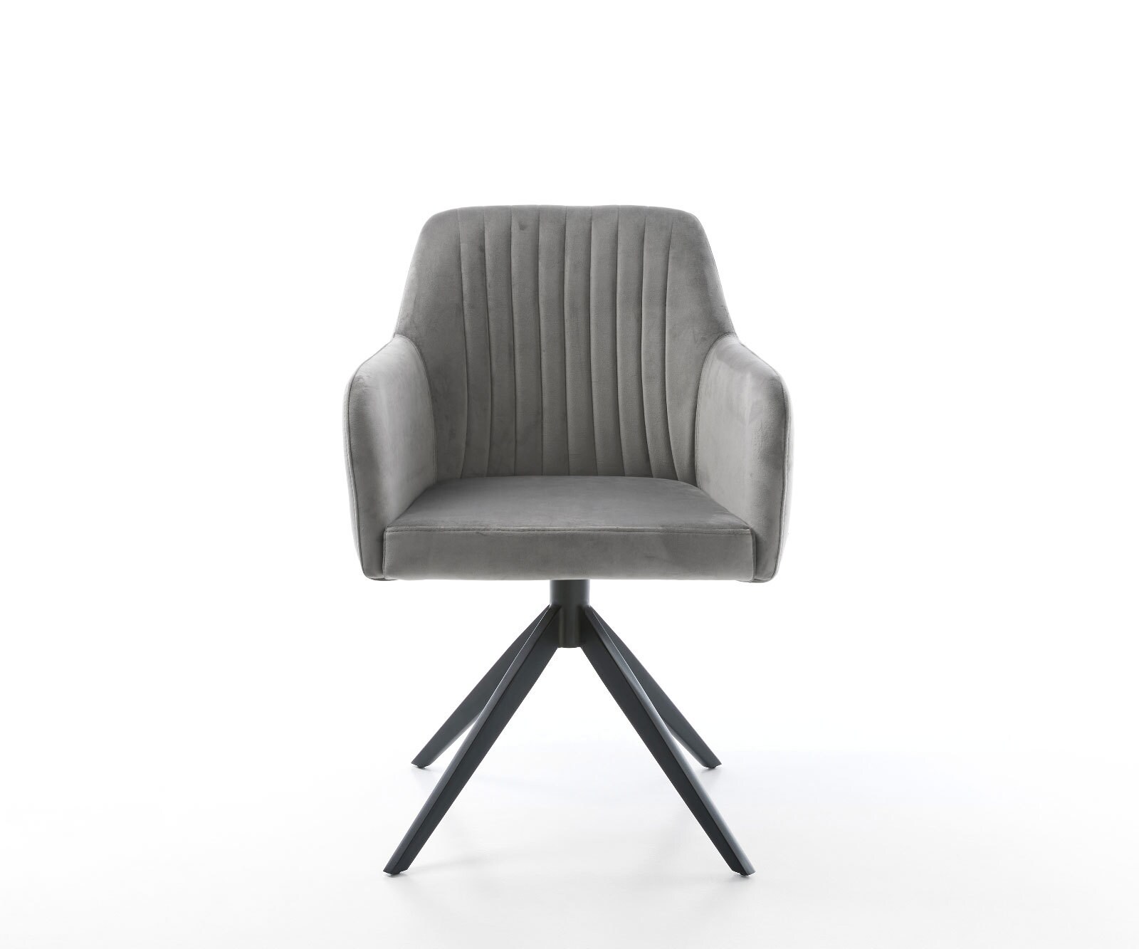 Draaistoel Greg-Flex fluweel grijs kruisframe breed zwart 360° draaibaar rocker-functie pocketveer kern 2