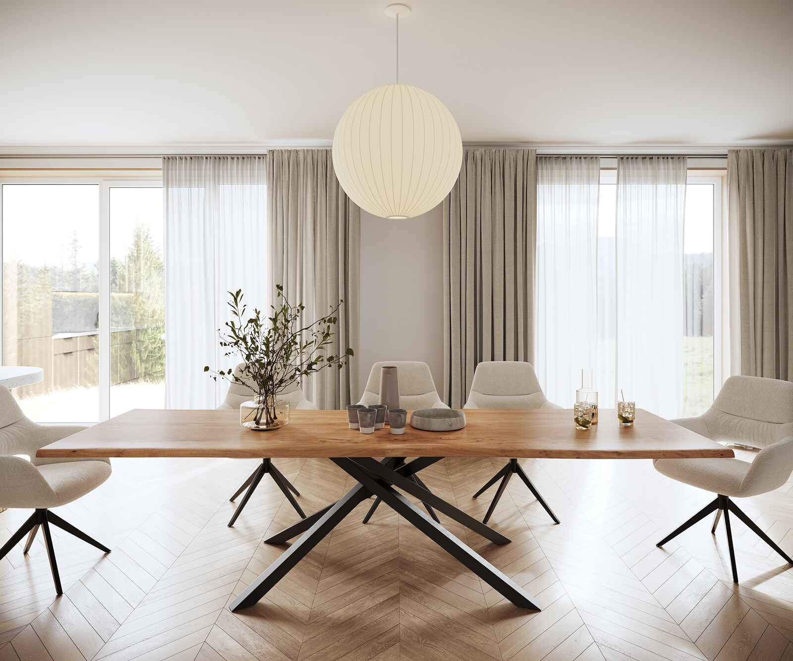 Eettafel Edge 300x100 acacia natuur kruisframe rechthoek zwart  Live-Edge 1