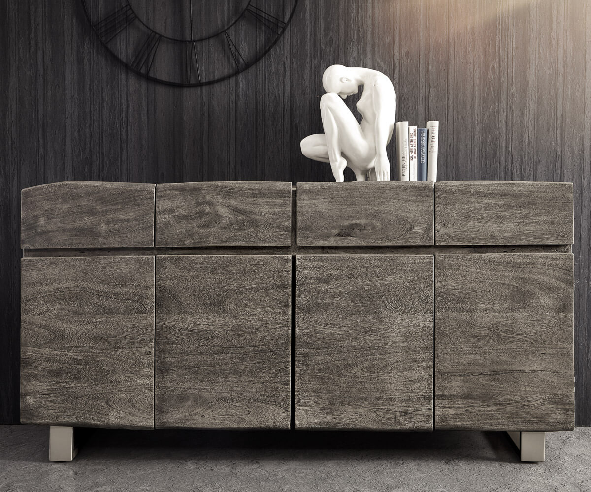 Dressoir Live-Edge 172 cm acacia platina 4 deuren 4 laden 3