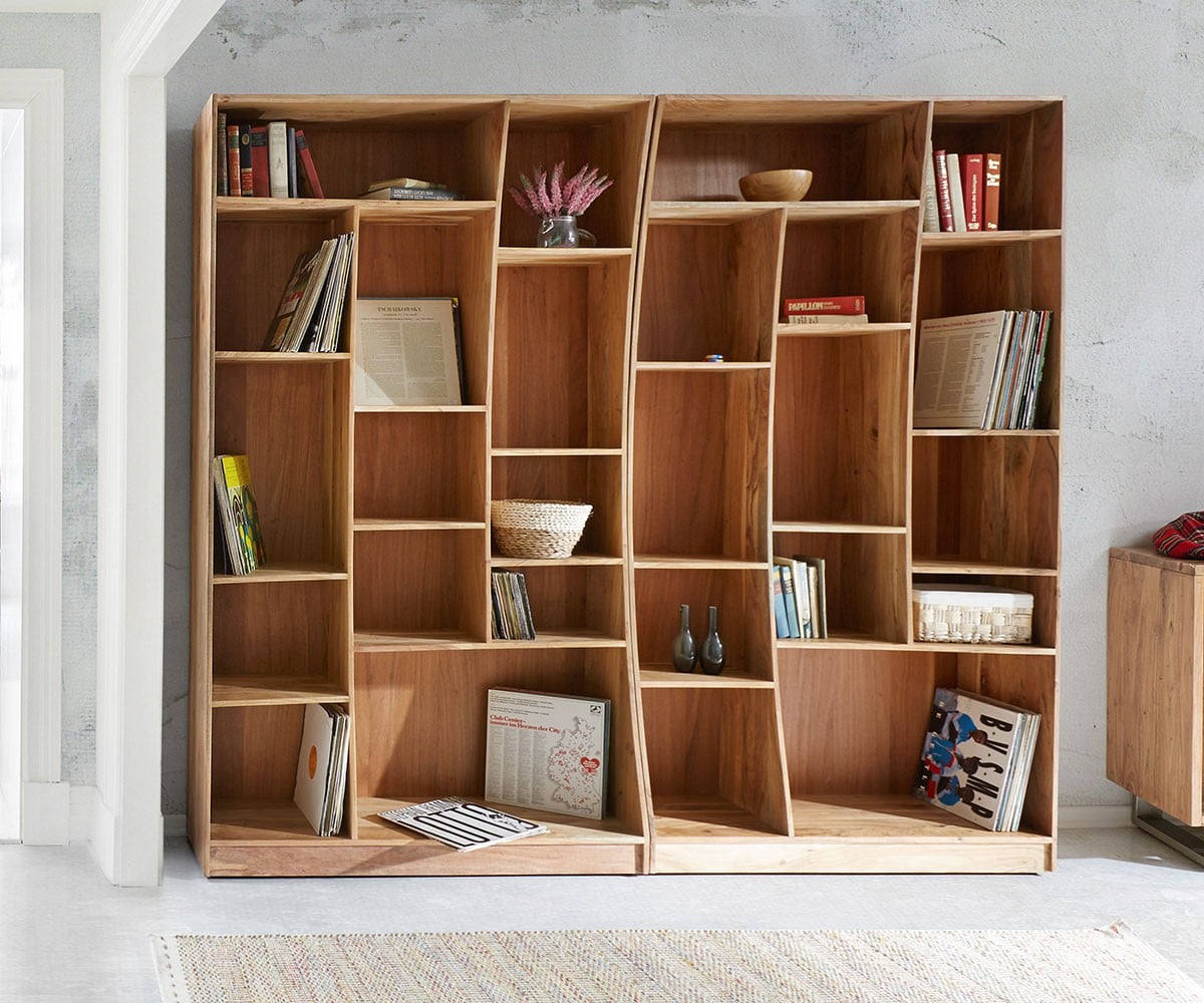 Boekenkast Live-Edge boekenkast 121 cm natuur acacia rechts 3 Boekenkast Live-Edge boekenkast 121 cm natuur acacia rechts 3