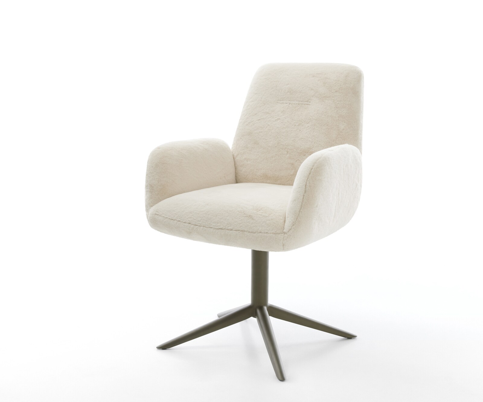Draaistoel Zoa-Flex pluchen crème-wit kruispoot afwerking met titanium 360° draaibaar rocker-functie pocketveer kern 1