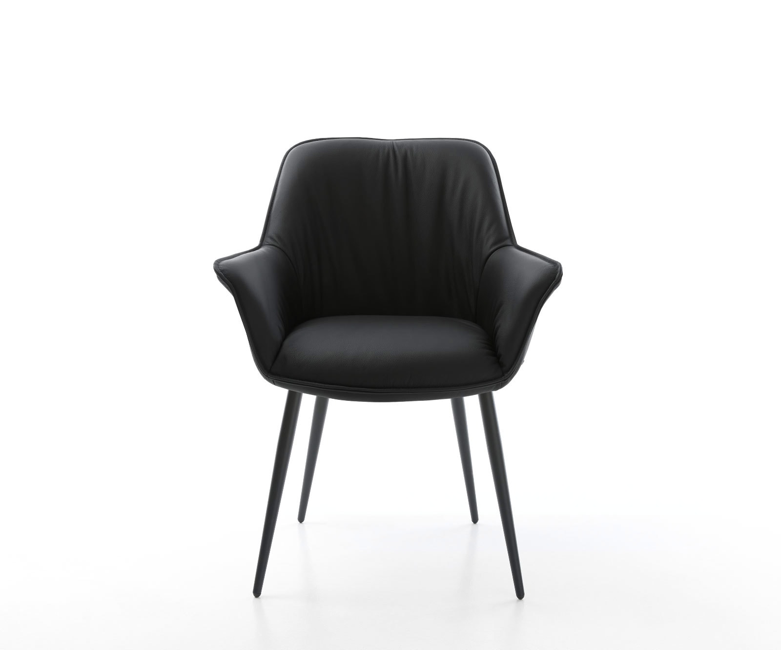 Eetkamerstoel Keila-Flex met armleuning echt leer zwart 4-poot conisch zwart 2 Eetkamerstoel Keila-Flex met armleuning echt leer zwart 4-poot conisch zwart 2