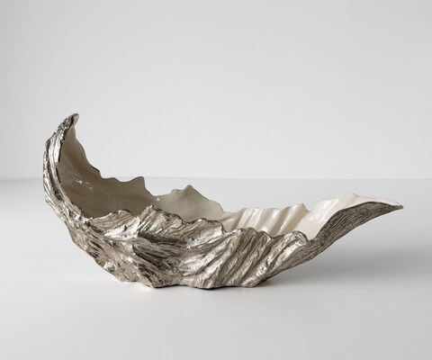 Schaal Maris B78 x D24 x H38 cm Aluminium Platin Opal Handgemaakt