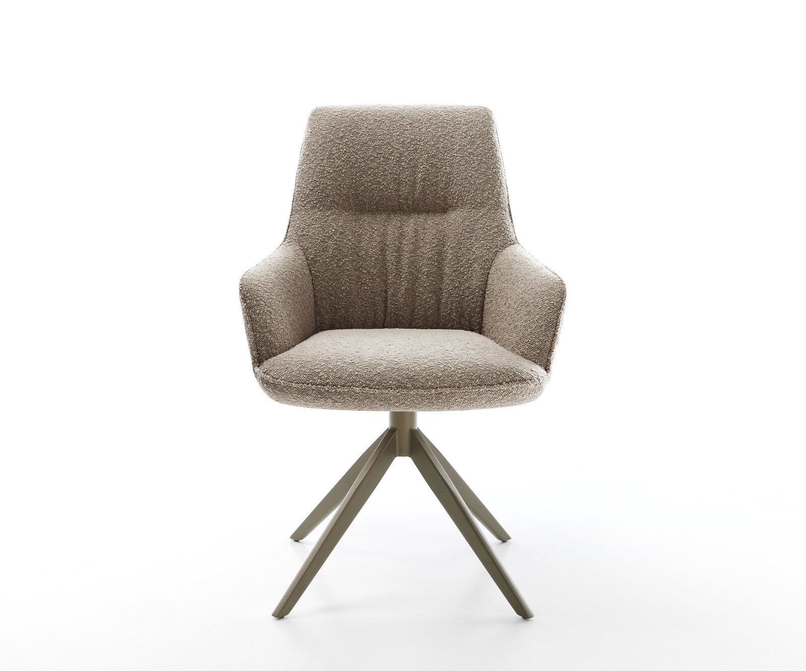 Draaistoel Zelia-Flex met armleuning bouclé mud kruisframe breed afwerking met titanium 360° draaibaar rocker-functie pocketveer kern 1