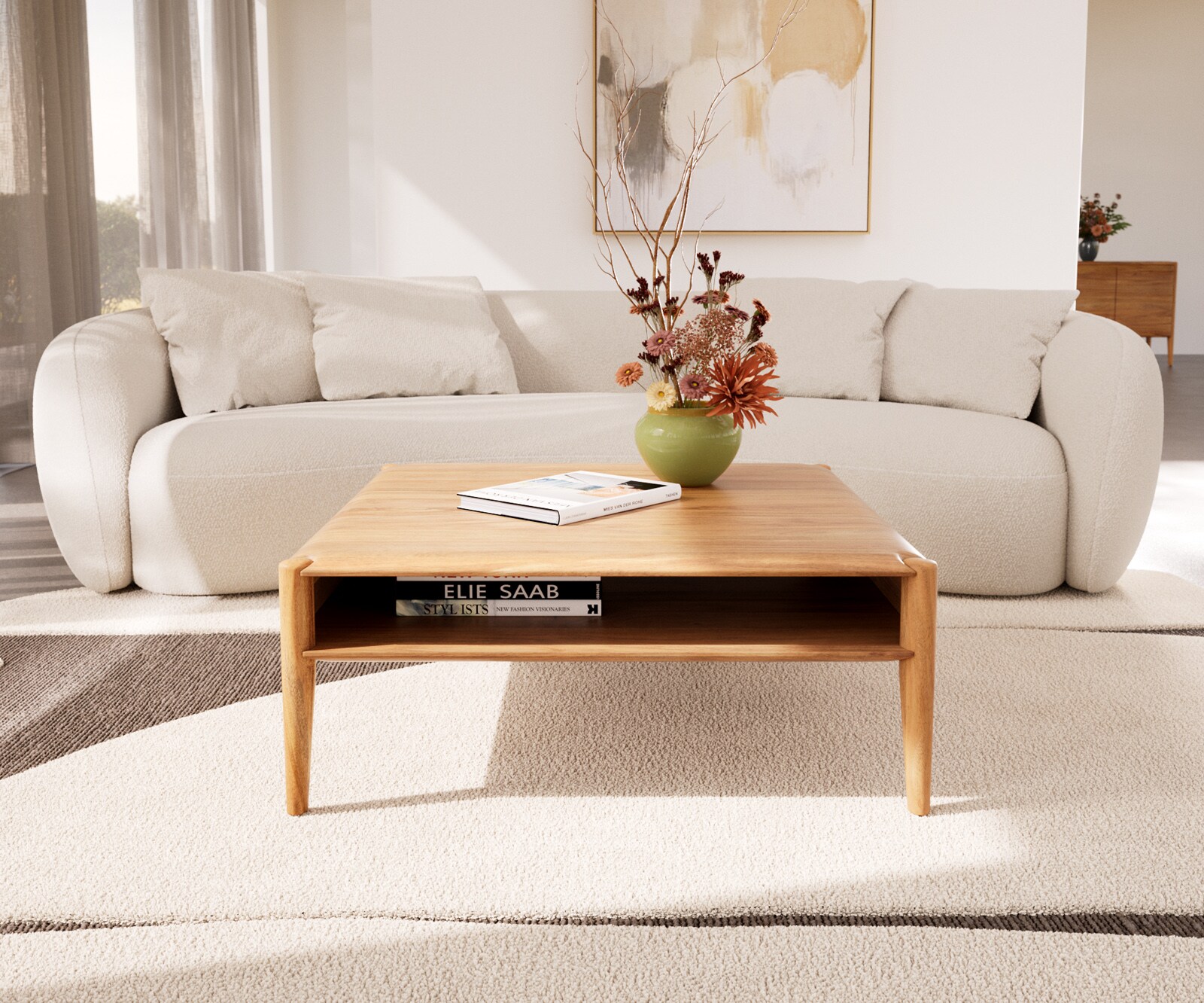 Salontafel Simcha 90x90 cm natuur acacia 1 plank 1