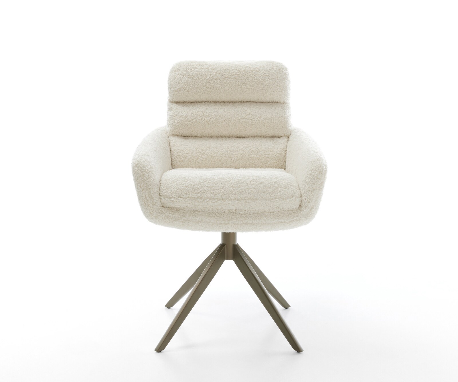 Draaistoel Abelia-Flex met armleuning teddy beige kruisframe breed afwerking met titanium 360° draaibaar rocker-functie 2