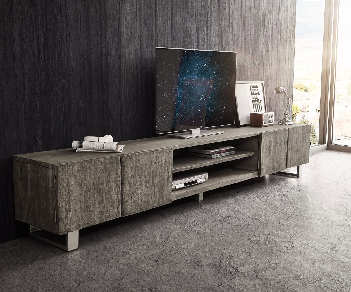  Tv-meubelLive-Edge acacia 4-deurs boomrand lowboard  4