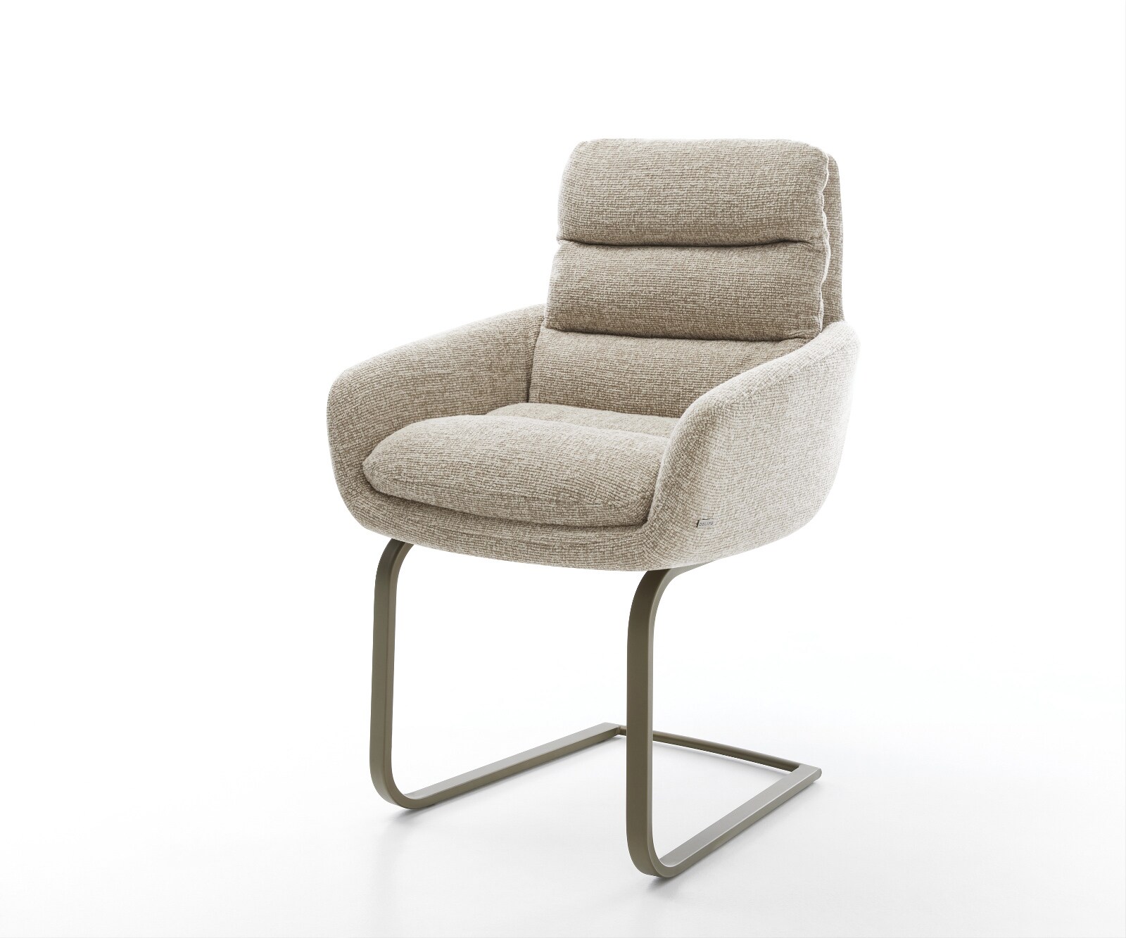 Sledemodel Abelia-Flex met armleuning geweven stof beige sledemodel vlak afwerking met titanium 1