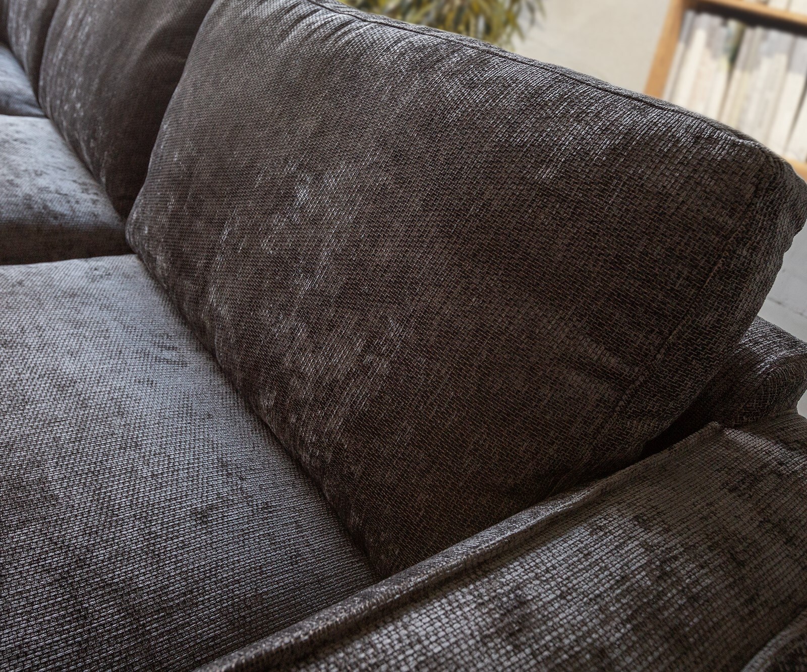 Hoekbank Sottil 290 x 165cm Chenille antraciet recamiere links 3