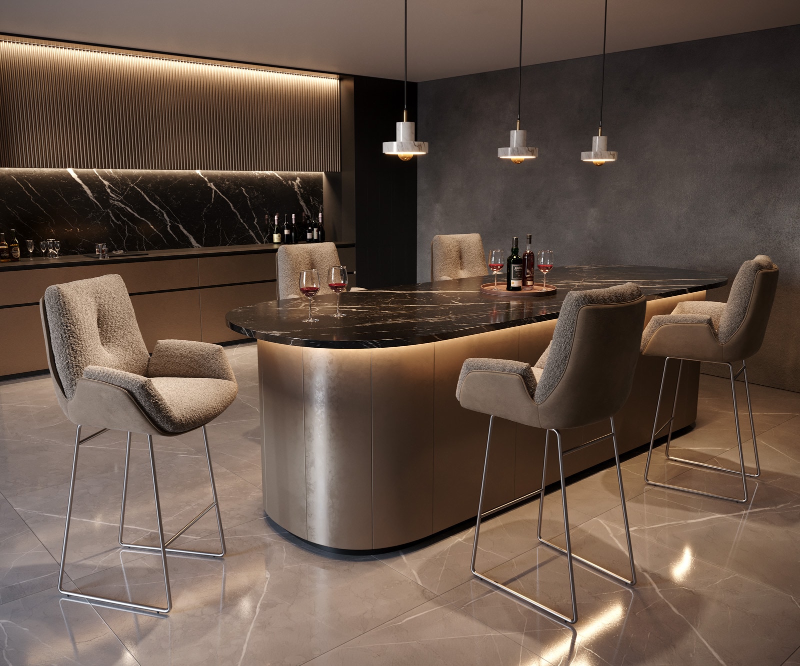 Barstoel Clea-Flex materiaalmix Mud RVS pocketvering 1 Barstoel Clea-Flex materiaalmix Mud RVS pocketvering 1