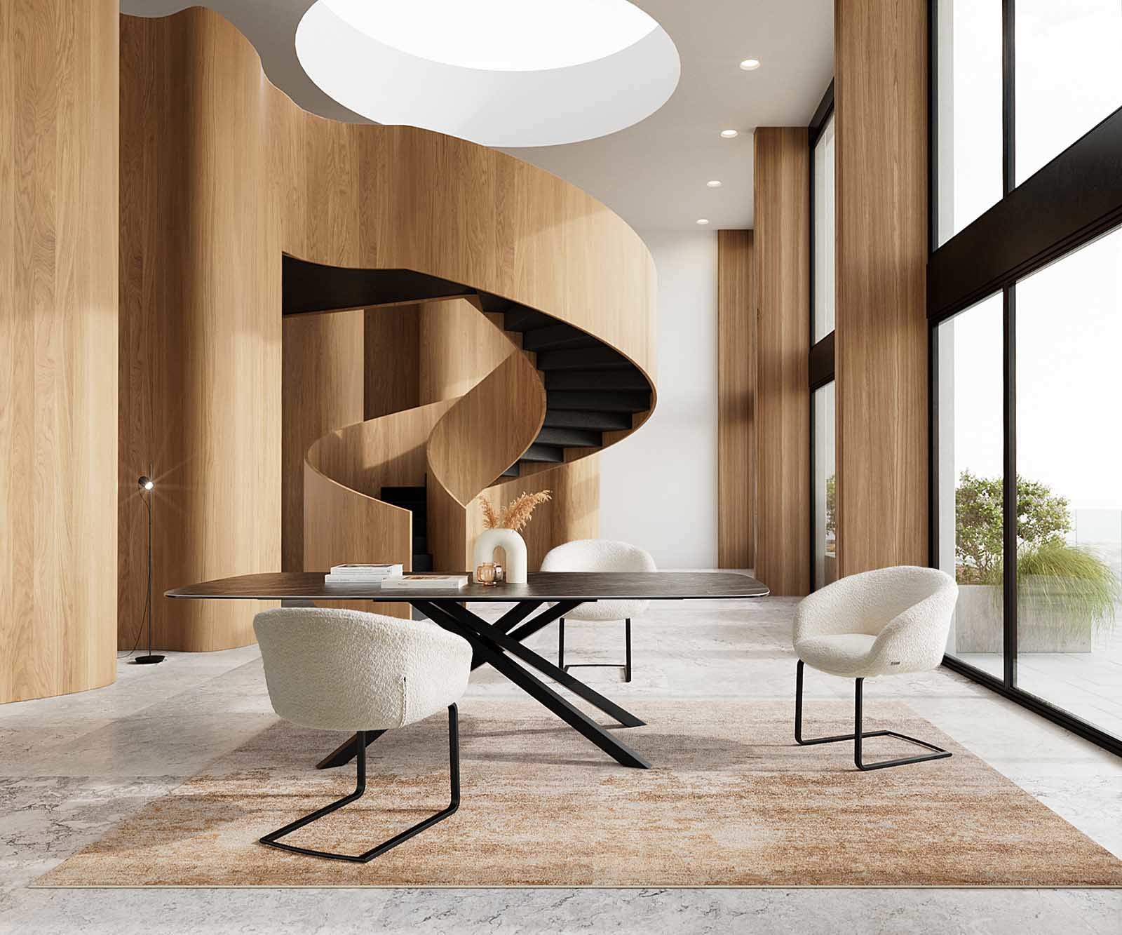 Sledemodel Vinka-Flex met armleuning bouclé wit sledemodel vlak zwart pocketveer kern 3 Sledemodel Vinka-Flex met armleuning bouclé wit sledemodel vlak zwart pocketveer kern 3