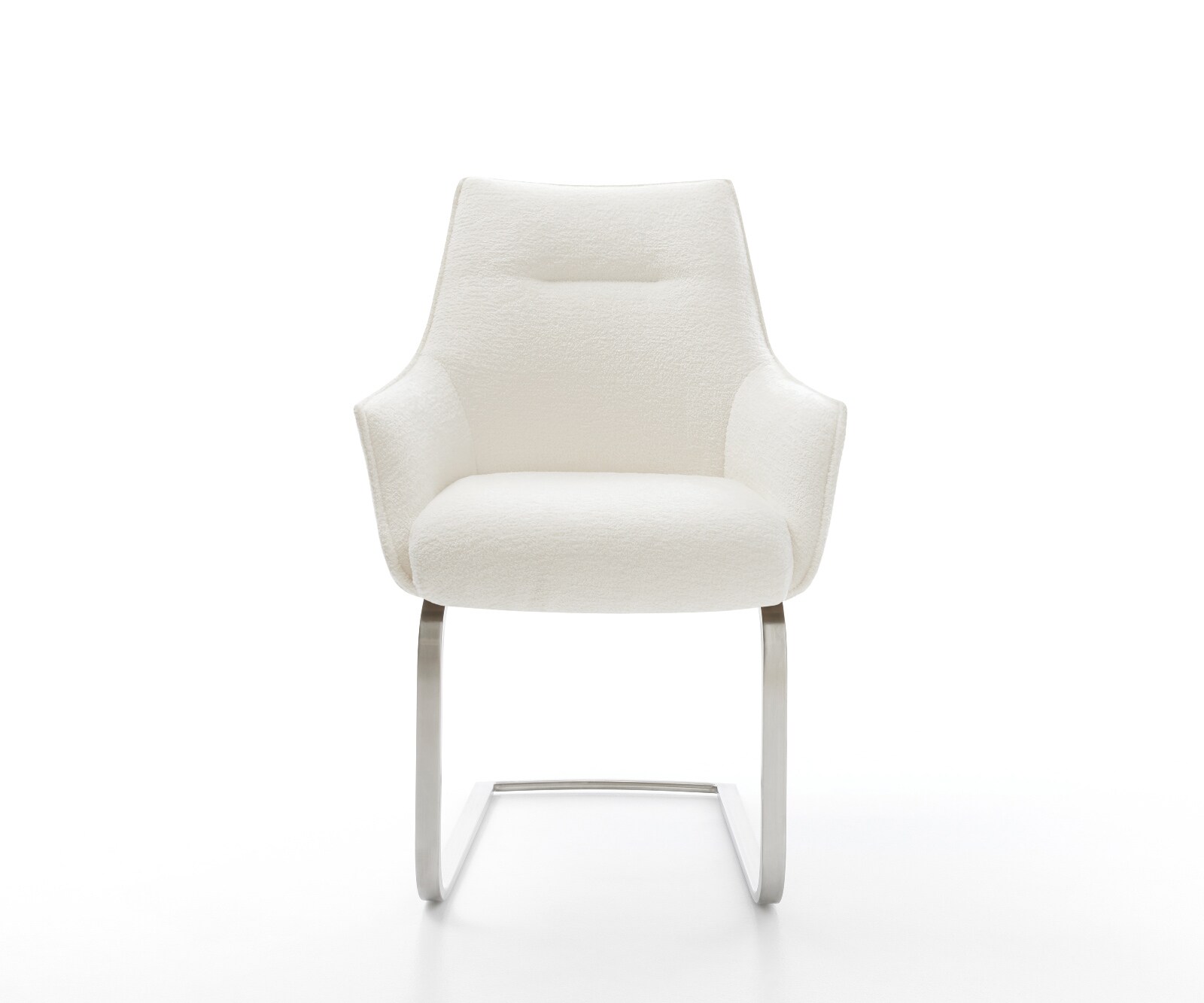 Sledemodel Alja-Flex met armleuning bouclé zacht beige sledemodel vlak roestvrij staal pocketveer kern 2