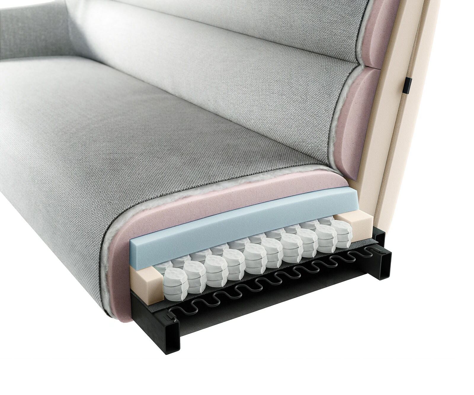 Eetkamerbank Taya-Flex 285x190 cm microvelours anthraciet vintage hoekig kruisframe roestvrij staal pocketvering links 9