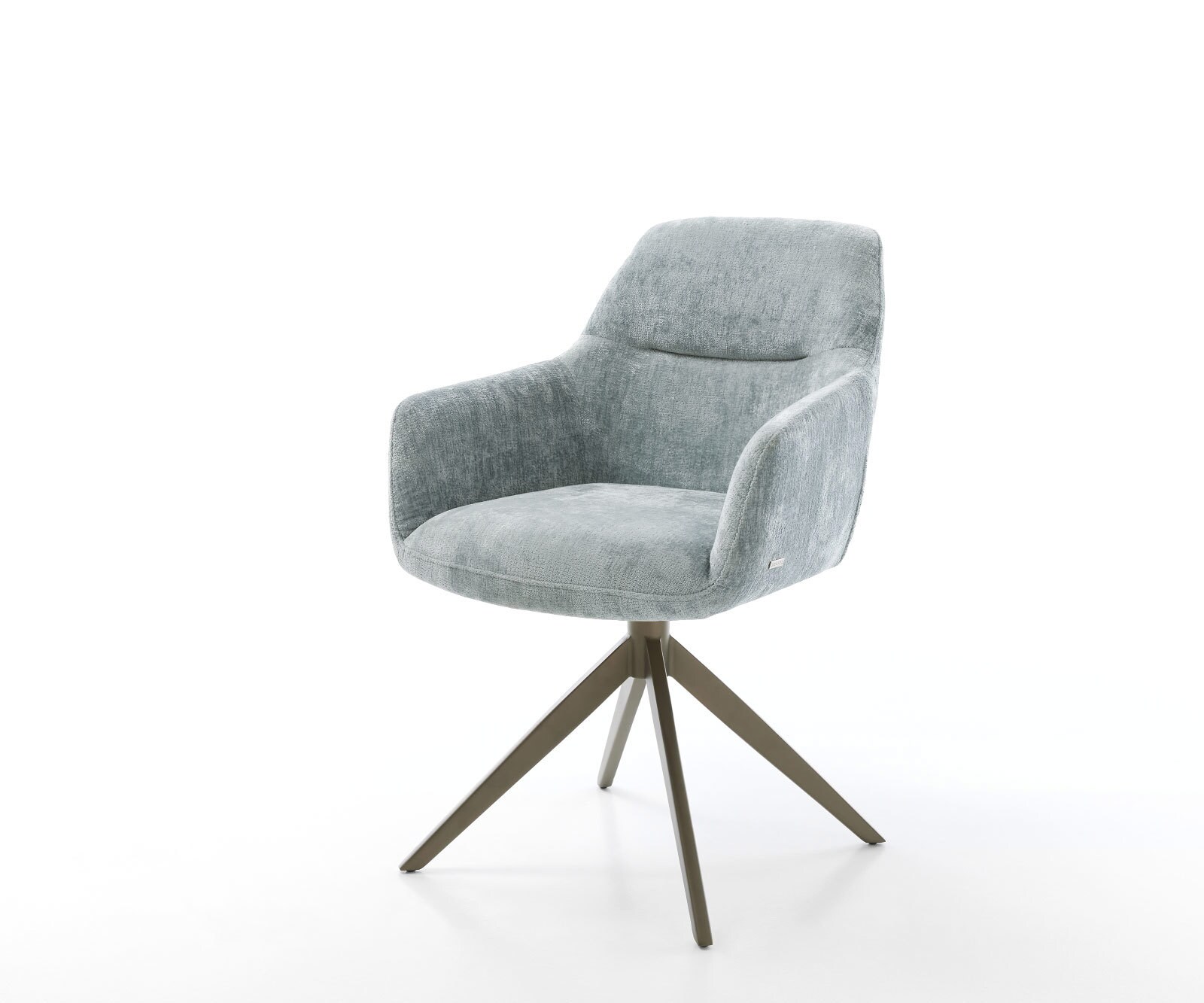 Draaistoel Pejo-Flex chenille pastelblauw kruisframe breed afwerking met titanium 360° draaibaar pocketveer kern