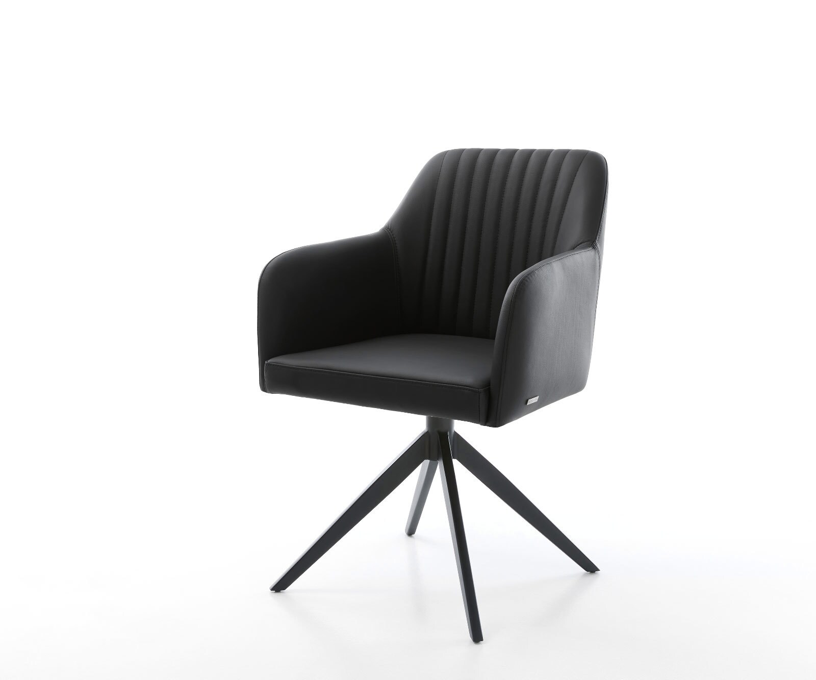 Draaistoel Greg-Flex echt leer zwart kruisframe breed zwart 360° draaibaar rocker-functie pocketveer kern