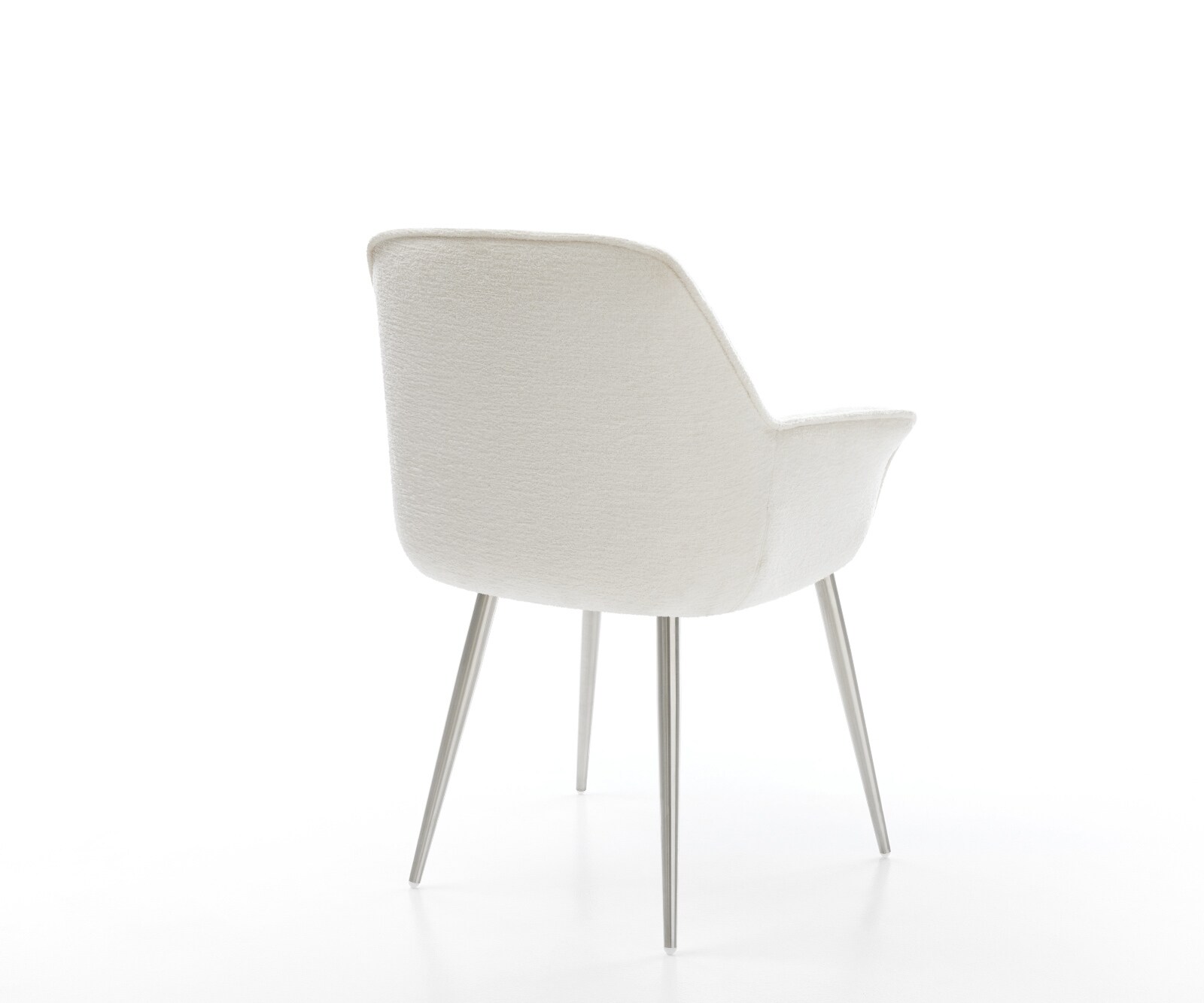 Eetkamerstoel Keila-Flex met armleuning bouclé zacht beige 4-poot conisch roestvrij staal 5