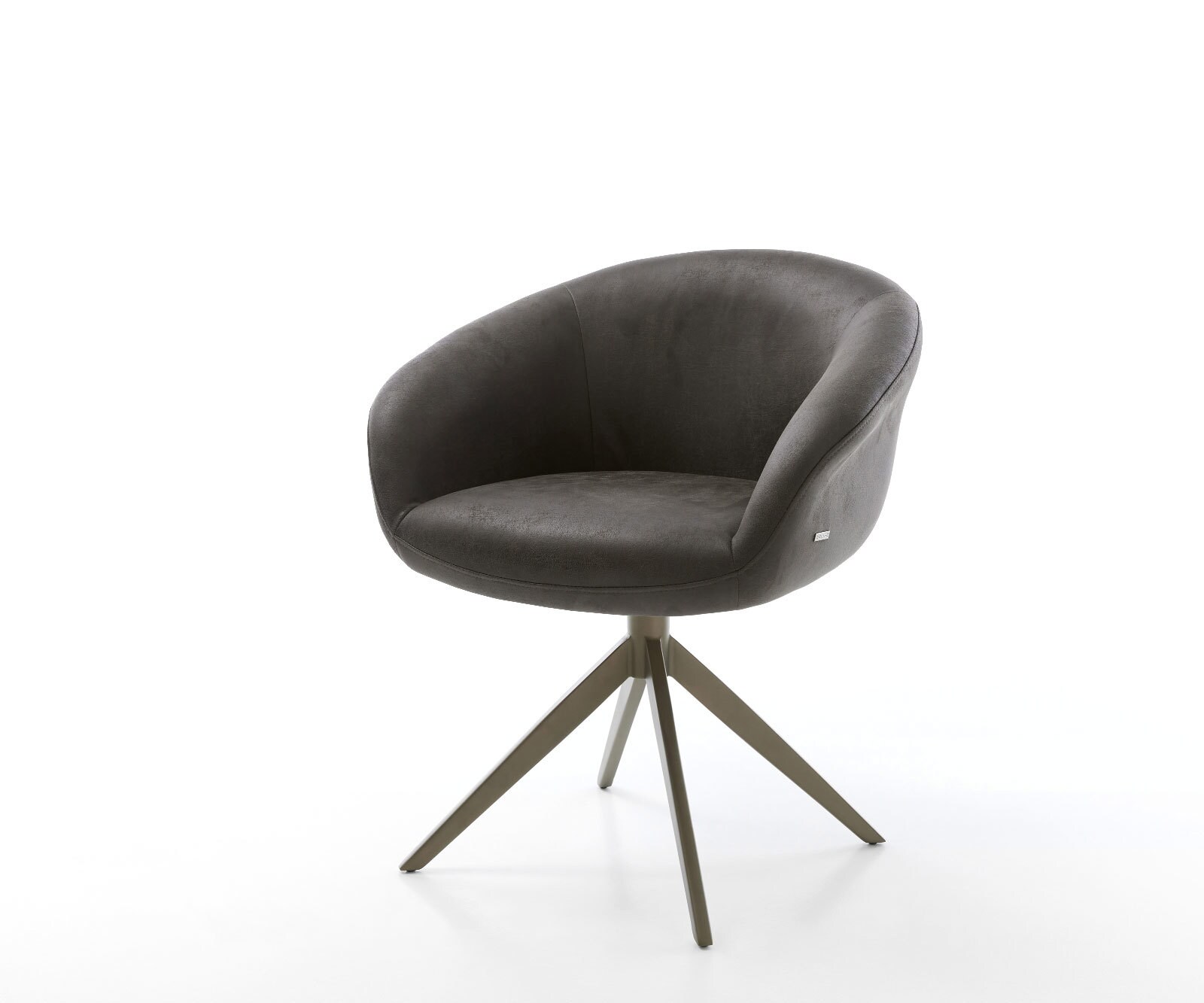 Draaistoel Vinka-Flex met armleuning microvelours antraciet vintage kruisframe breed afwerking met titanium 360° draaibaar rocker-functie pocketveer kern