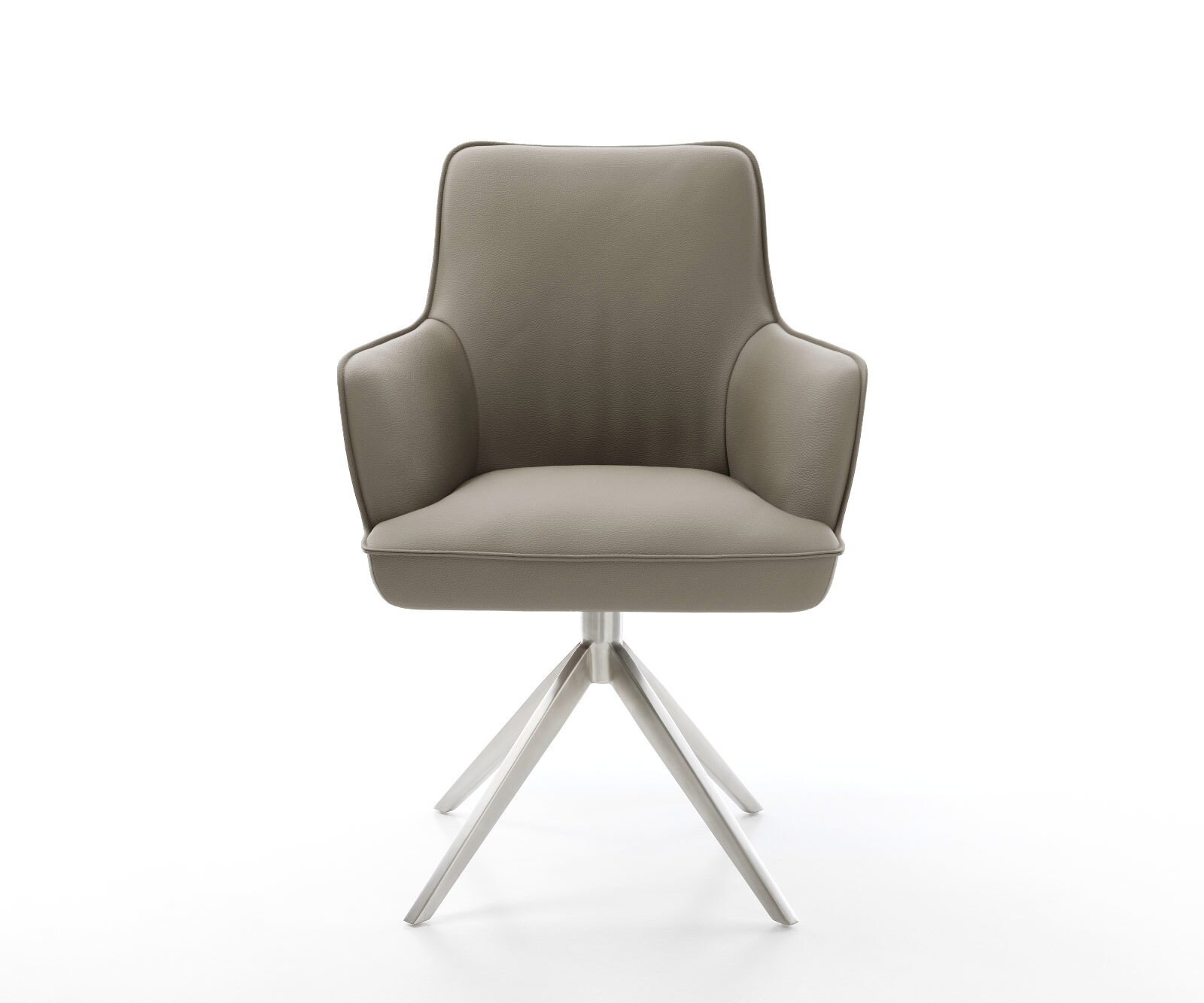 Draaistoel Heira-Flex met armleuning echt leer mud kruisframe breed roestvrij staal 360° draaibaar rocker-functie pocketveer kern 1