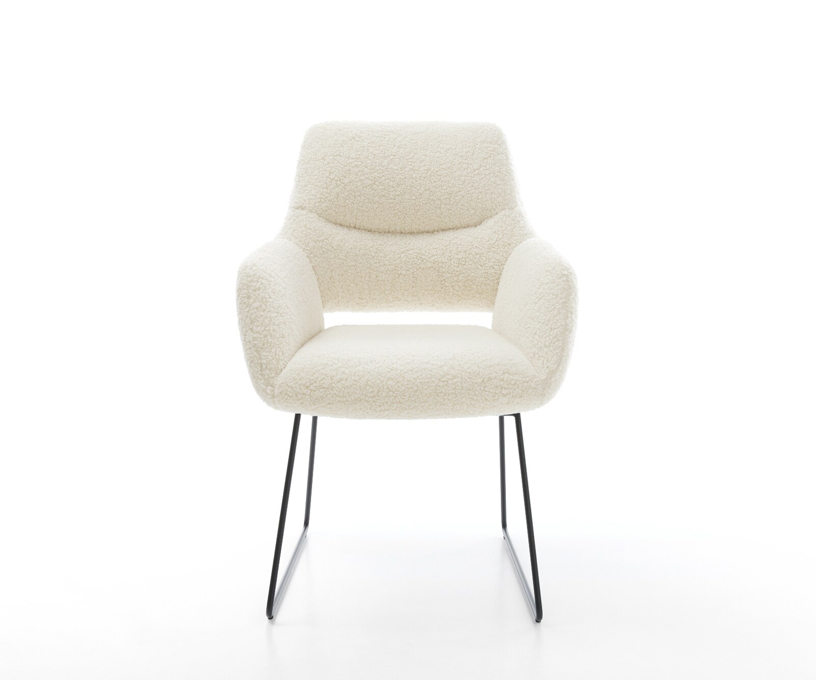 Eetkamerstoel Yago-Flex met armleuning teddy beige slipframe zwart pocketveer kern 1