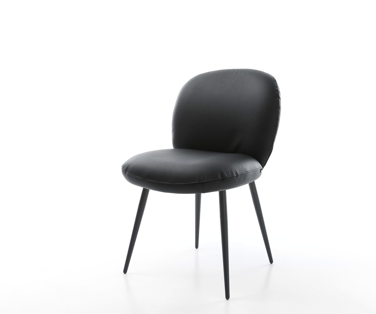 Eetkamerstoel Nube-Flex echt leer zwart 4-poot conisch zwart pocketveer kern Eetkamerstoel Nube-Flex echt leer zwart 4-poot conisch zwart pocketveer kern