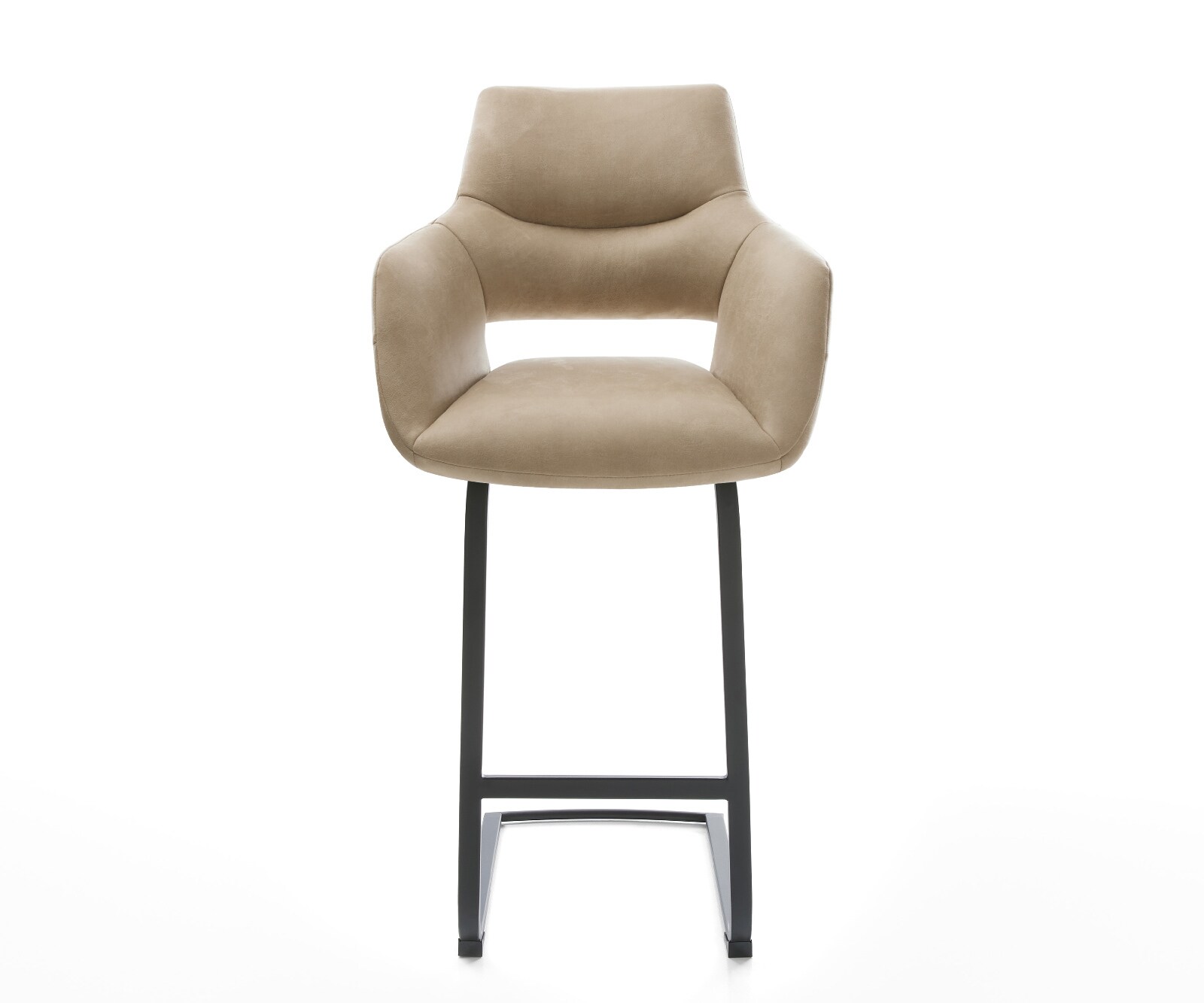 Barstoel Yago-Flex Microvezel Beige Vintage Vrijkantelframe plat metaal Zwart Pocketvering 2