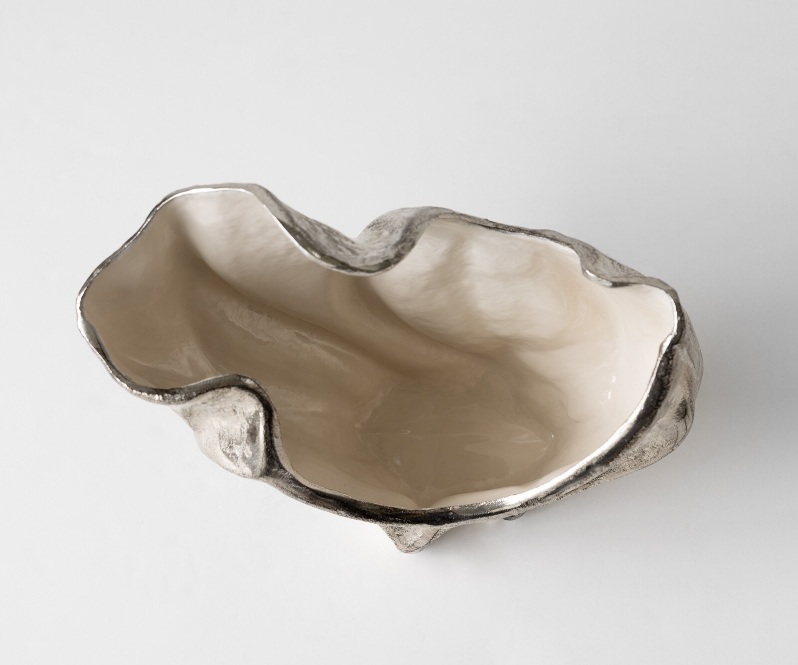 Schaal Valena B39 x D17 x H29 cm Aluminium Platin Opal Handgemaakt 3