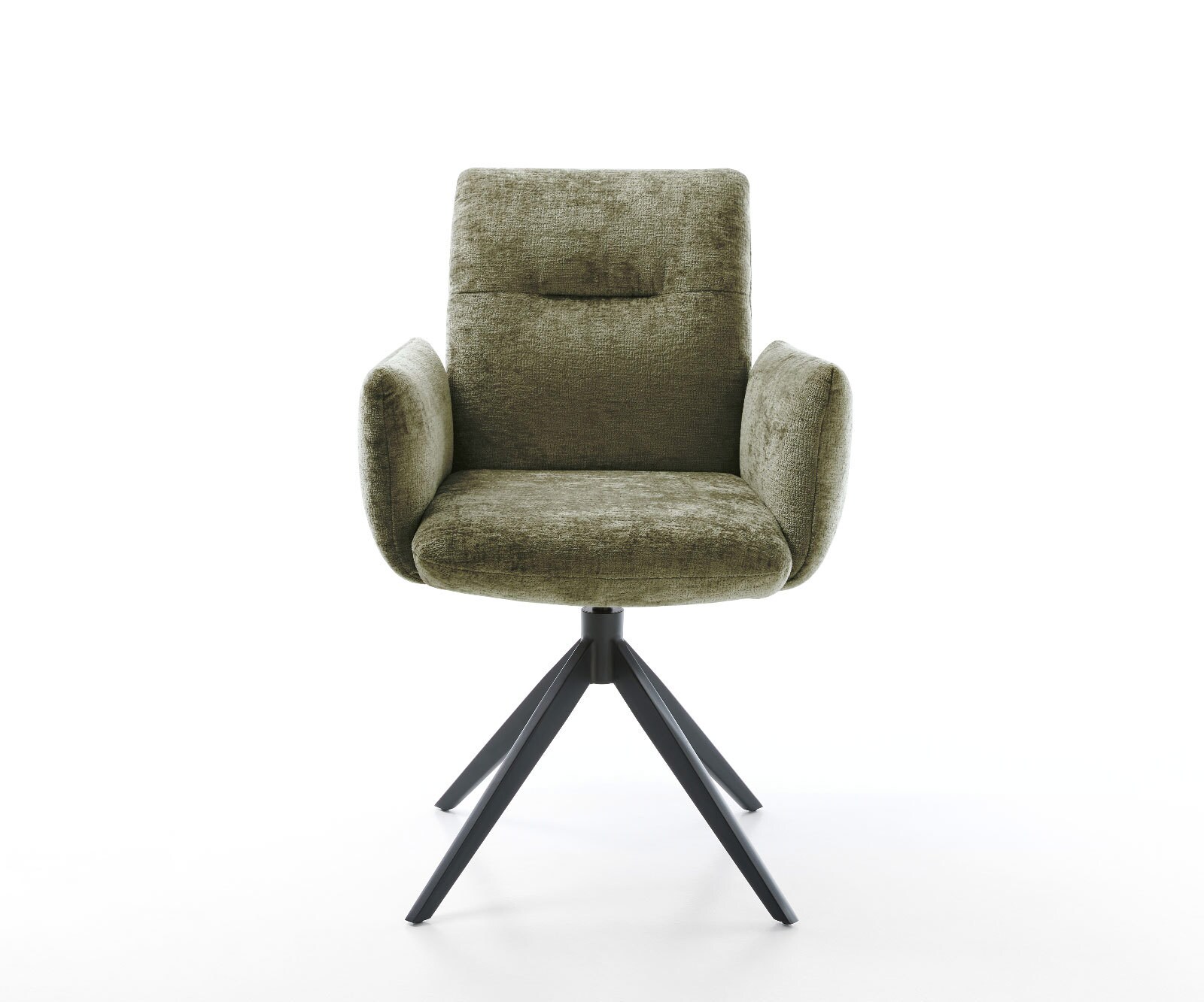 Draaistoel Jova-Flex met armleuning chenille olijfgroen kruisframe breed zwart 360° draaibaar rocker-functie pocketveer kern 1