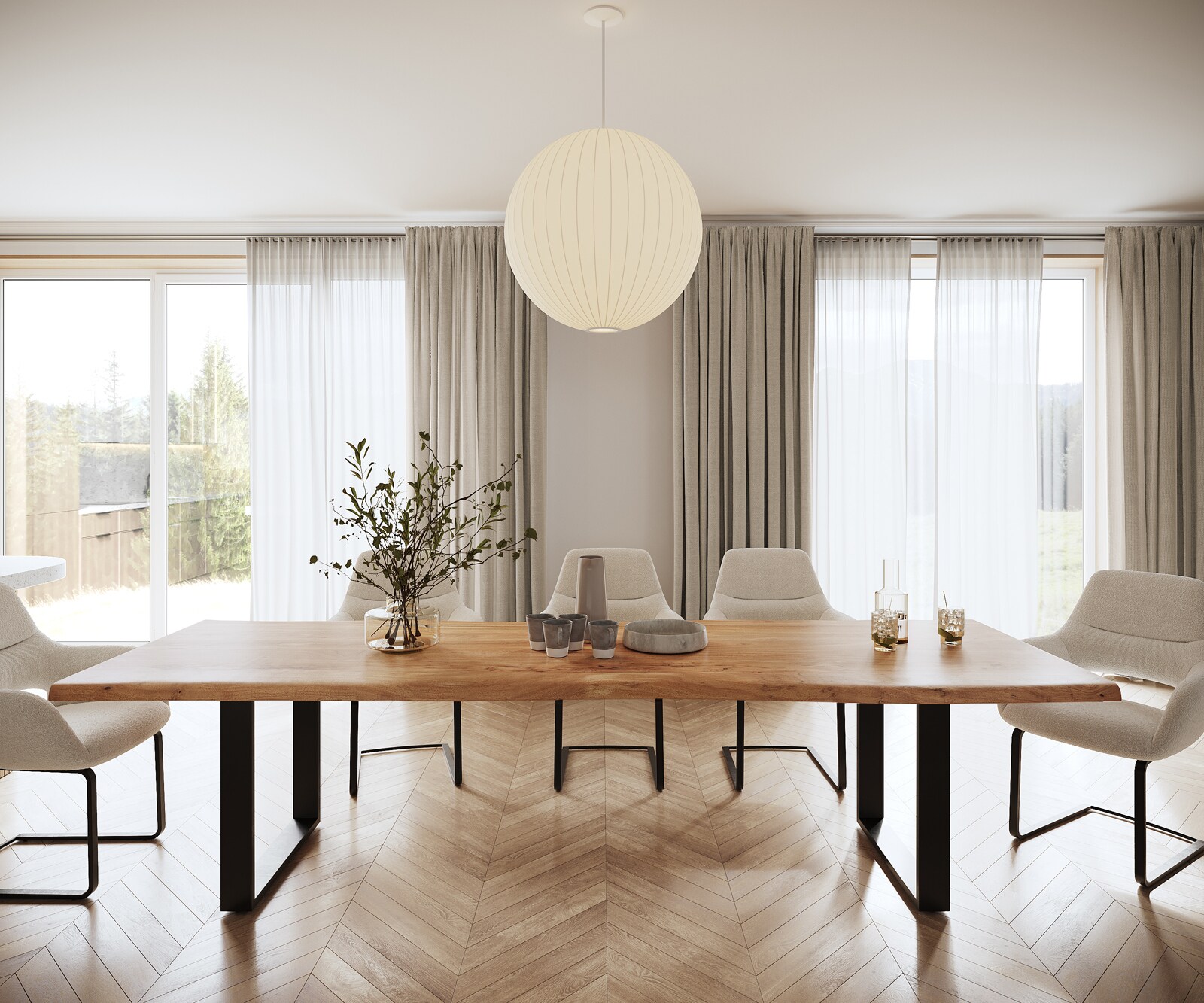 Eettafel Classic-Edge 300x100 acacia natuur frame hoekig metaal zwart 1