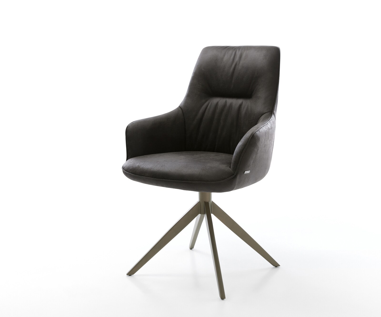 Draaistoel Zelia-Flex met armleuning microvelours antraciet vintage kruisframe breed afwerking met titanium 360° draaibaar rocker-functie pocketveer kern