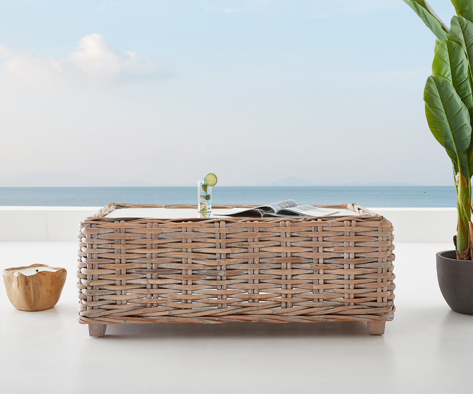 Loungetafel Nizza 133x73x51 Rotan witgewassen glazen blad loungetafel 1 Loungetafel Nizza 133x73x51 Rotan witgewassen glazen blad loungetafel 1