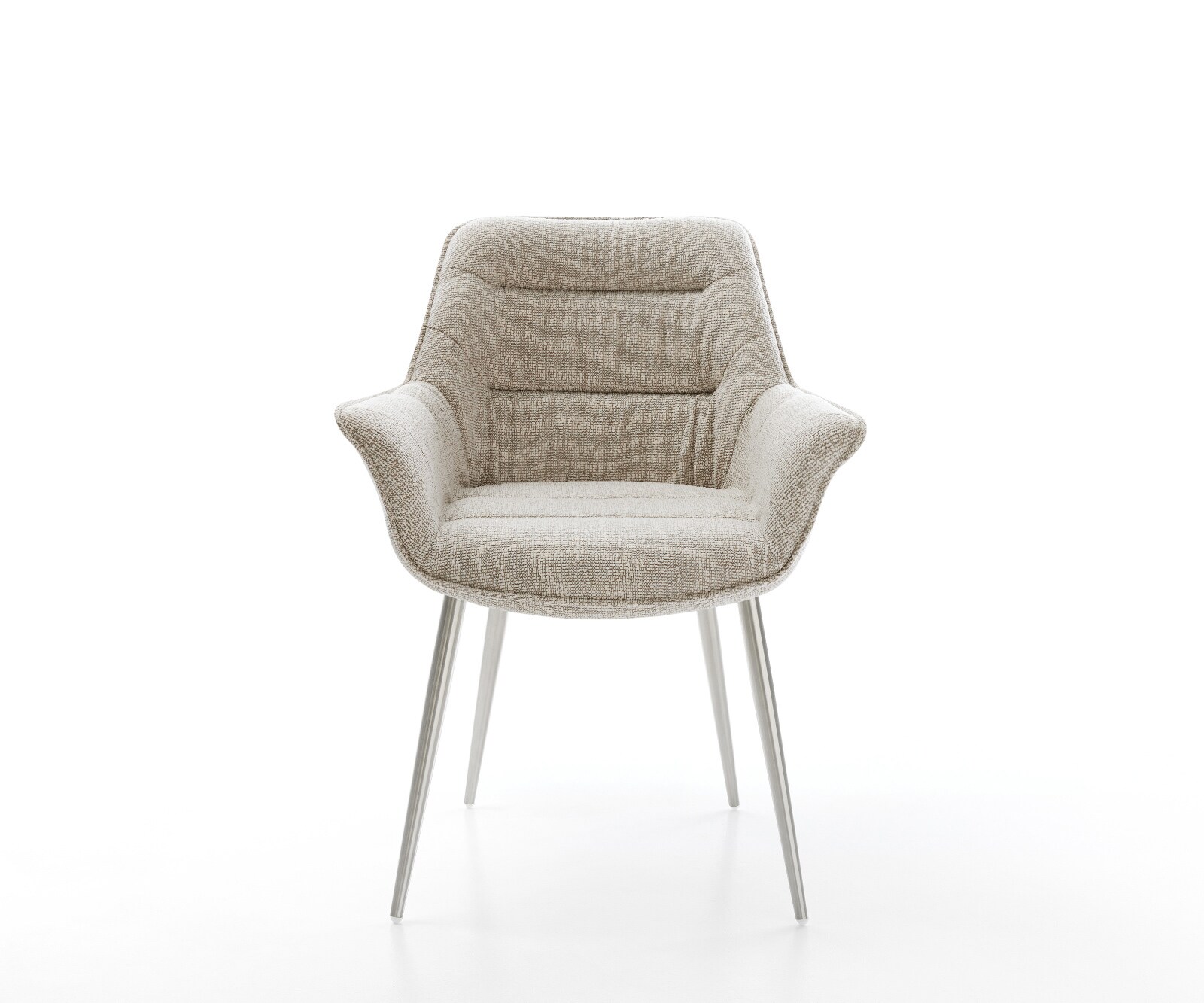 Eetkamerstoel Kaira-Flex geweven stof beige 4-poot conisch roestvrij staal 2
