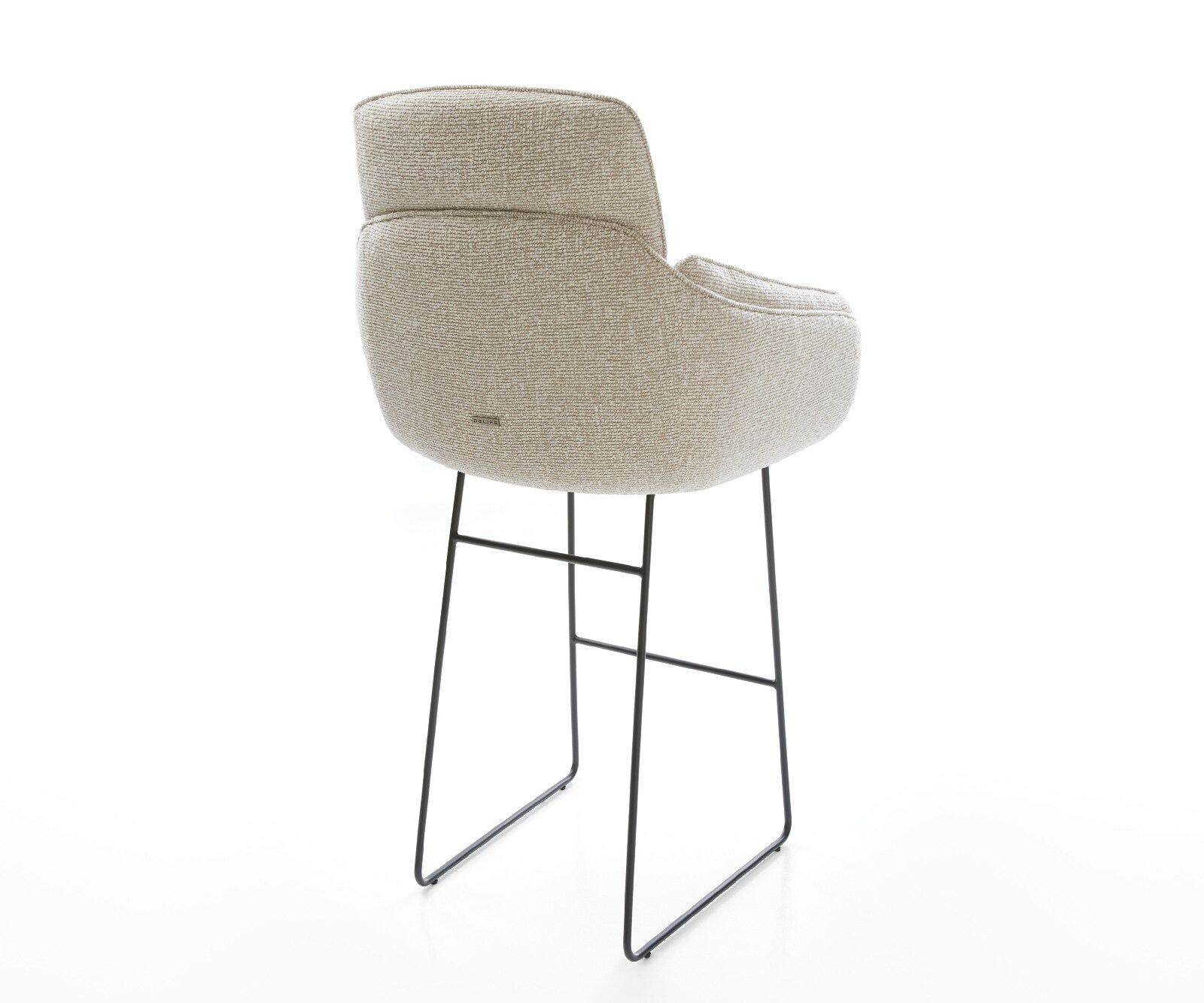 Barstoel Luan-Flex Zachte Geweven stof Beige Sledeonderstel metaal zwart Zwart 5