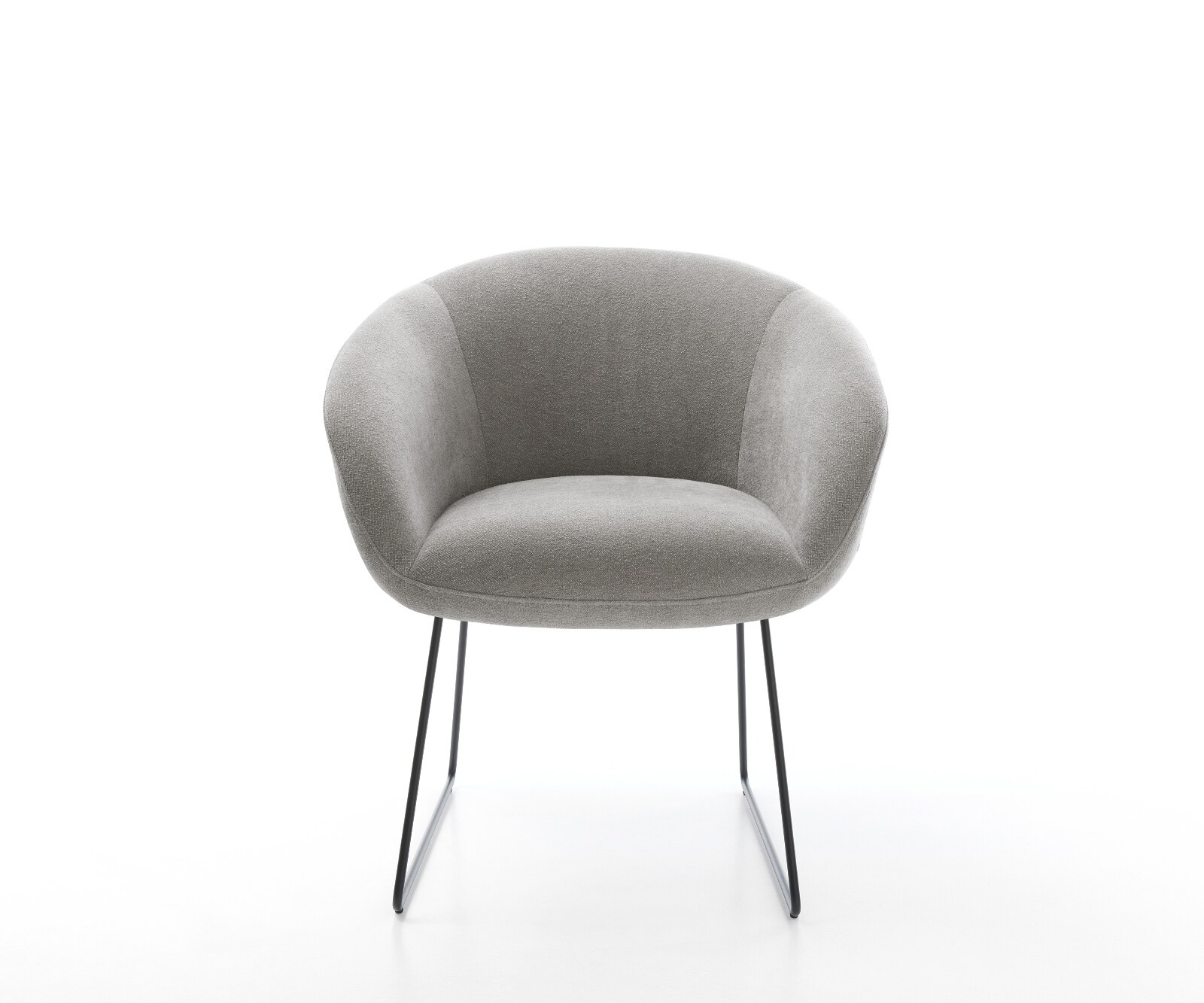 Eetkamerstoel Vinka-Flex met armleuning zachte stof met structuur grijs slipframe zwart pocketveer kern 1