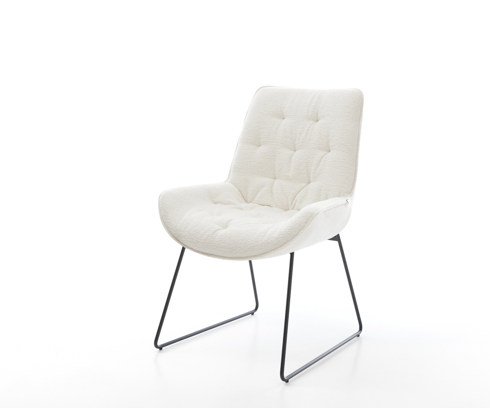 Eetkamerstoel Taimi-Flex bouclé zacht beige slipframe zwart 1