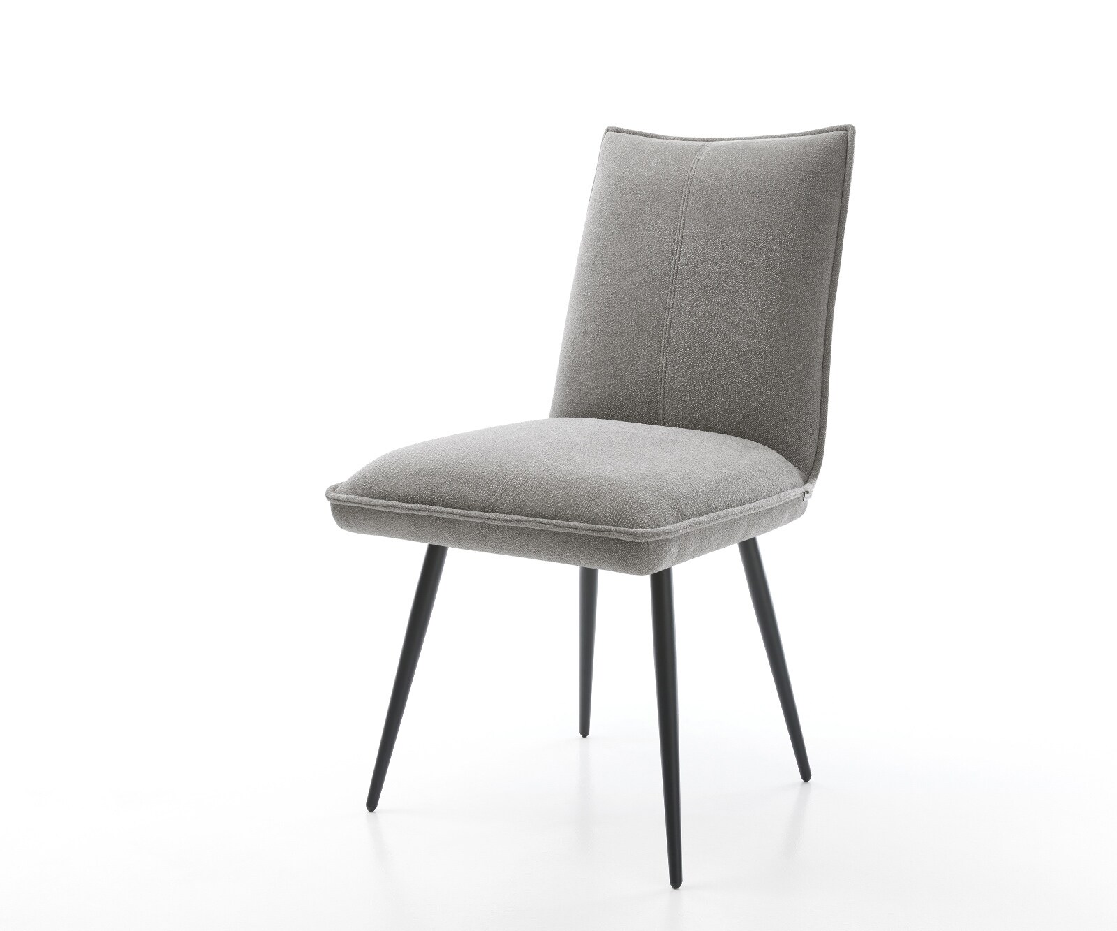 Eetkamerstoel Lelio-Flex zachte stof met structuur grijs 4-poot conisch zwart pocketveer kern 1