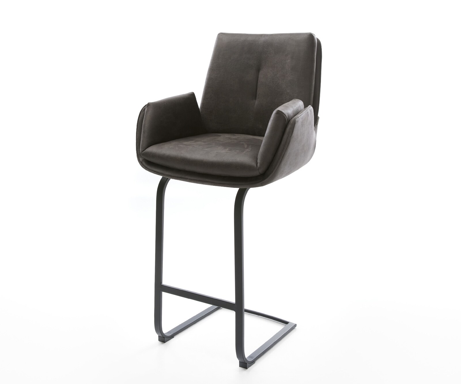 Barstoel Clea-Flex Microvezel Antraciet Vintage Vrijkantelframe plat metaal Zwart