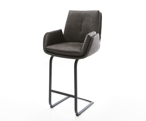 Barstoel Clea-Flex Microvezel Antraciet Vintage Vrijkantelframe plat metaal Zwart