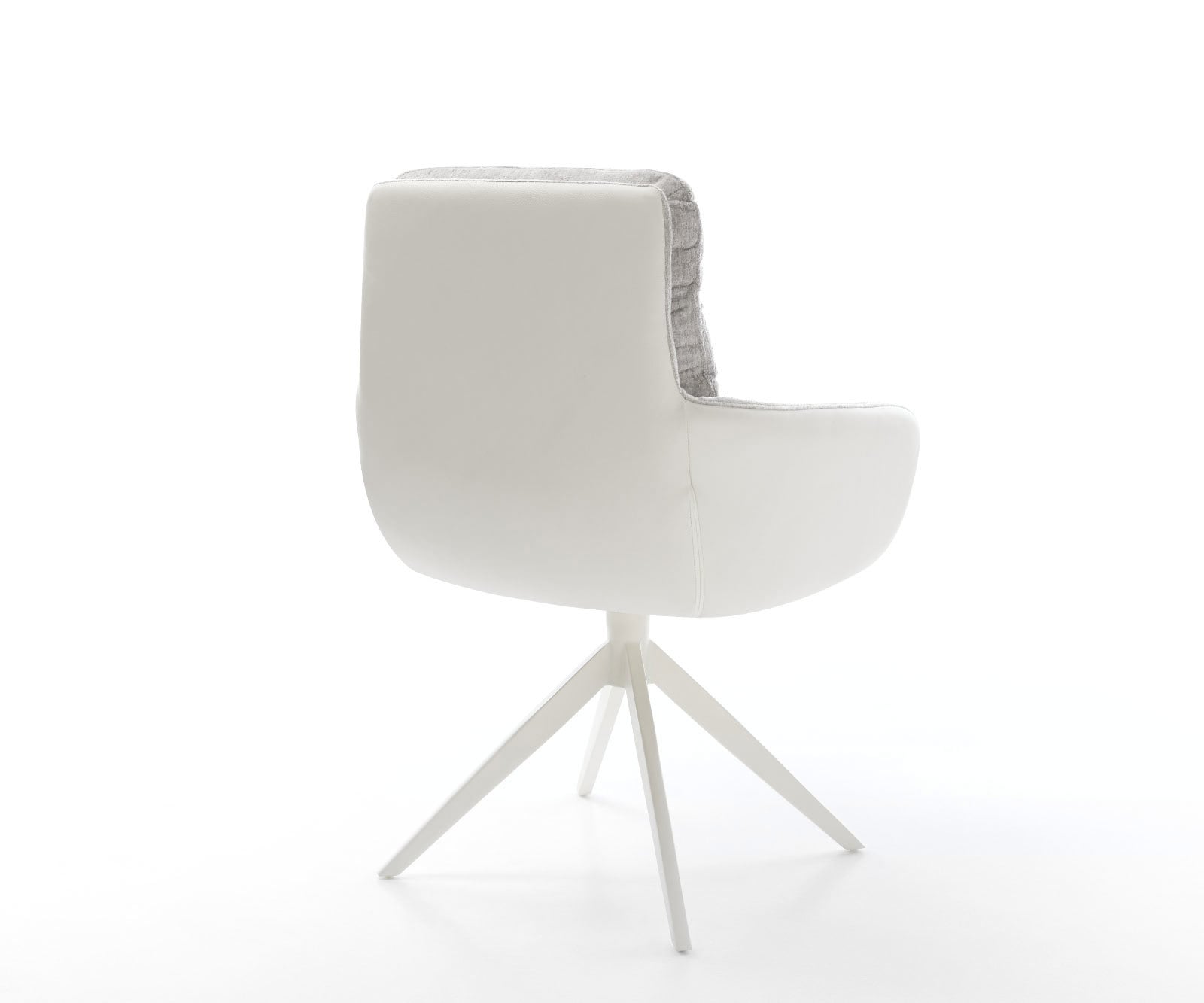 Draaistoel Abelia-Flex met armleuning materiaalmix echt leer wit-zilver grijs kruisframe breed wit 360° draaibaar rocker-functie 4 Draaistoel Abelia-Flex met armleuning materiaalmix echt leer wit-zilver grijs kruisframe breed wit 360° draaibaar rocker-functie 4