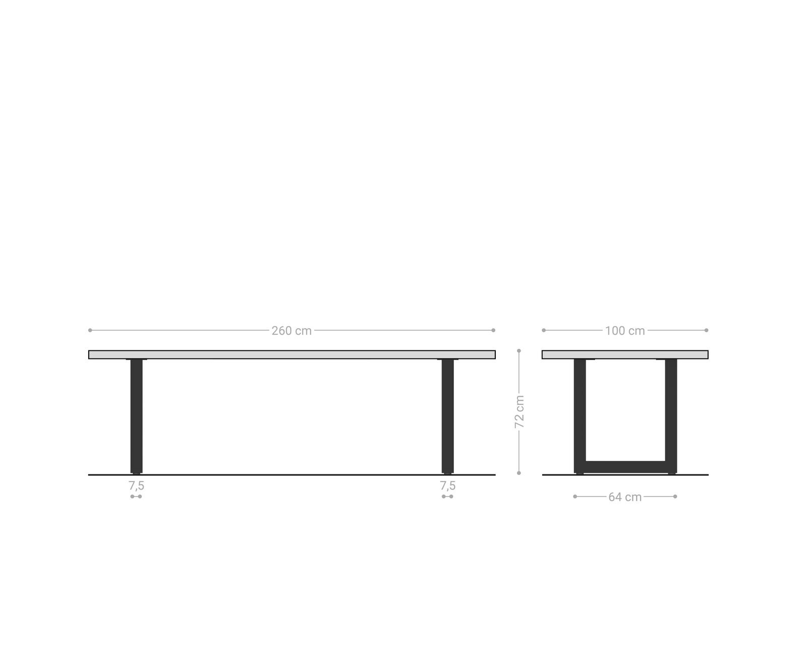 Eettafel Edge 260x100x2,5-3 eiken natuur roestvrijstaal breed Live-Edge 9
