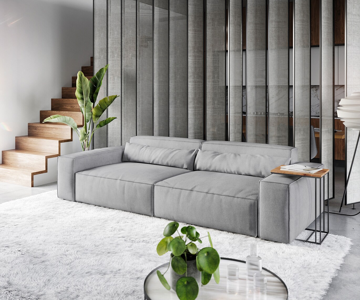 Big-sofa Sirpio XL 270x130 cm microvezel grijs 1 Big-sofa Sirpio XL 270x130 cm microvezel grijs 1