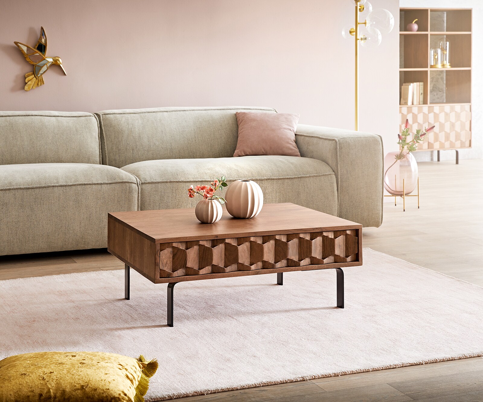 Salontafel Fevo 80x60 cm acacia bruin L-poot