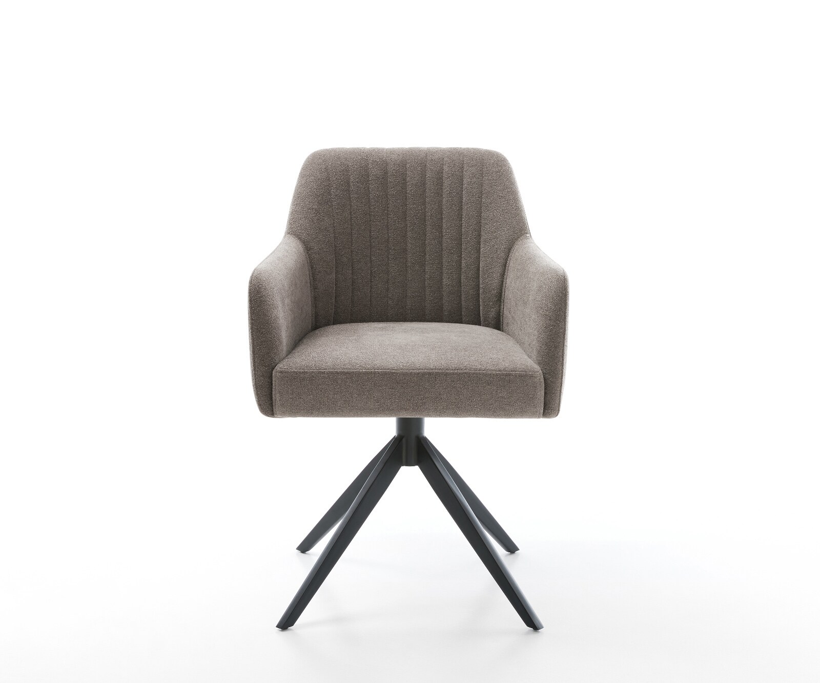 Draaistoel Greg-Flex zachte stof met structuur taupe kruisframe breed zwart 360° draaibaar rocker-functie pocketveer kern 1