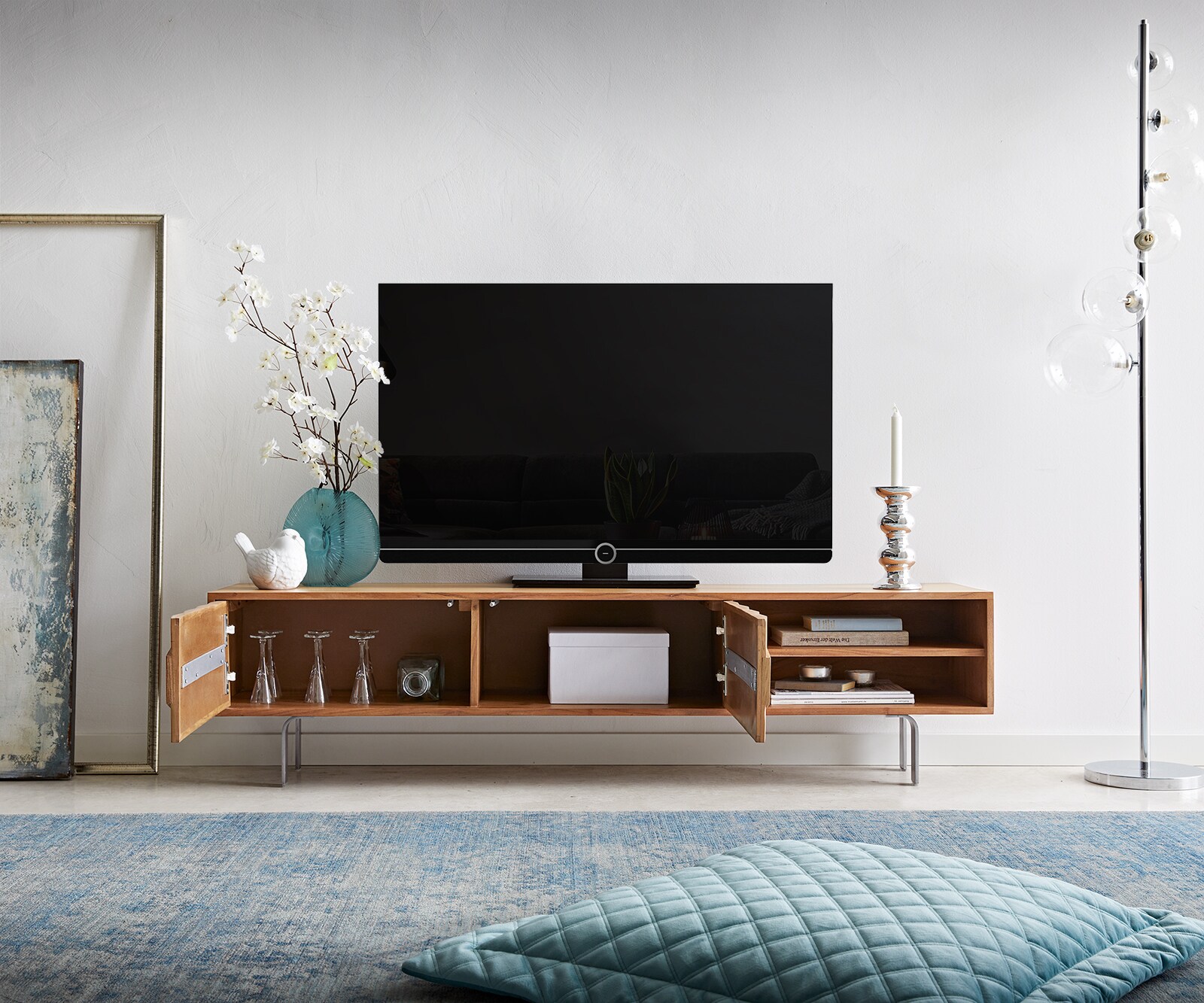 Tv-meubel Fevo 160 cm acacia natuur 2 deuren L-poot 3