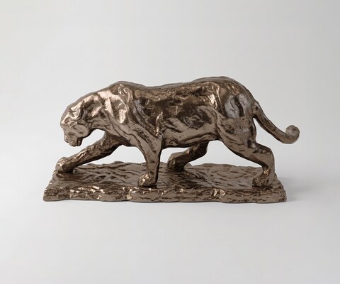 Beeldje Panthera B9 x D33 x H14 cm Aluminium Mokka Bronze Gegoten