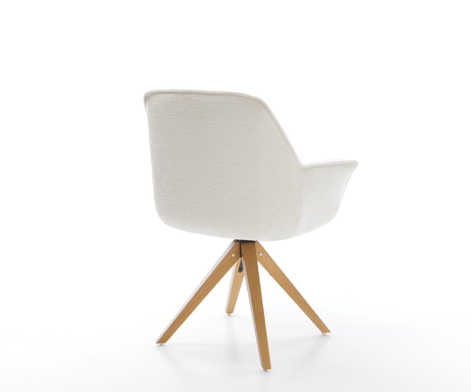 Draaistoel Keila-Flex met armleuning bouclé zacht beige houten frame hoekig natuur 180° draaibaar 5