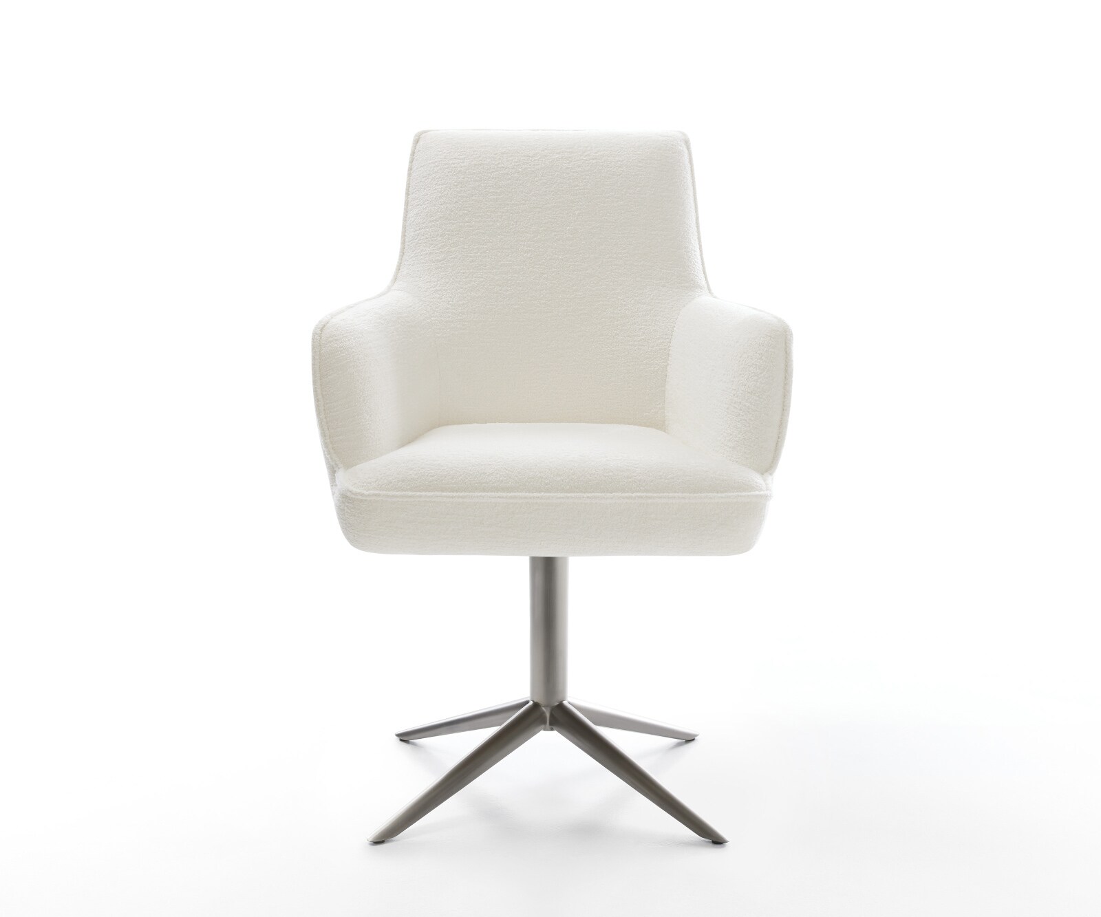 Draaistoel Heira-Flex met armleuning bouclé zacht beige kruispoot grafiet 360° draaibaar rocker-functie pocketveer kern 2