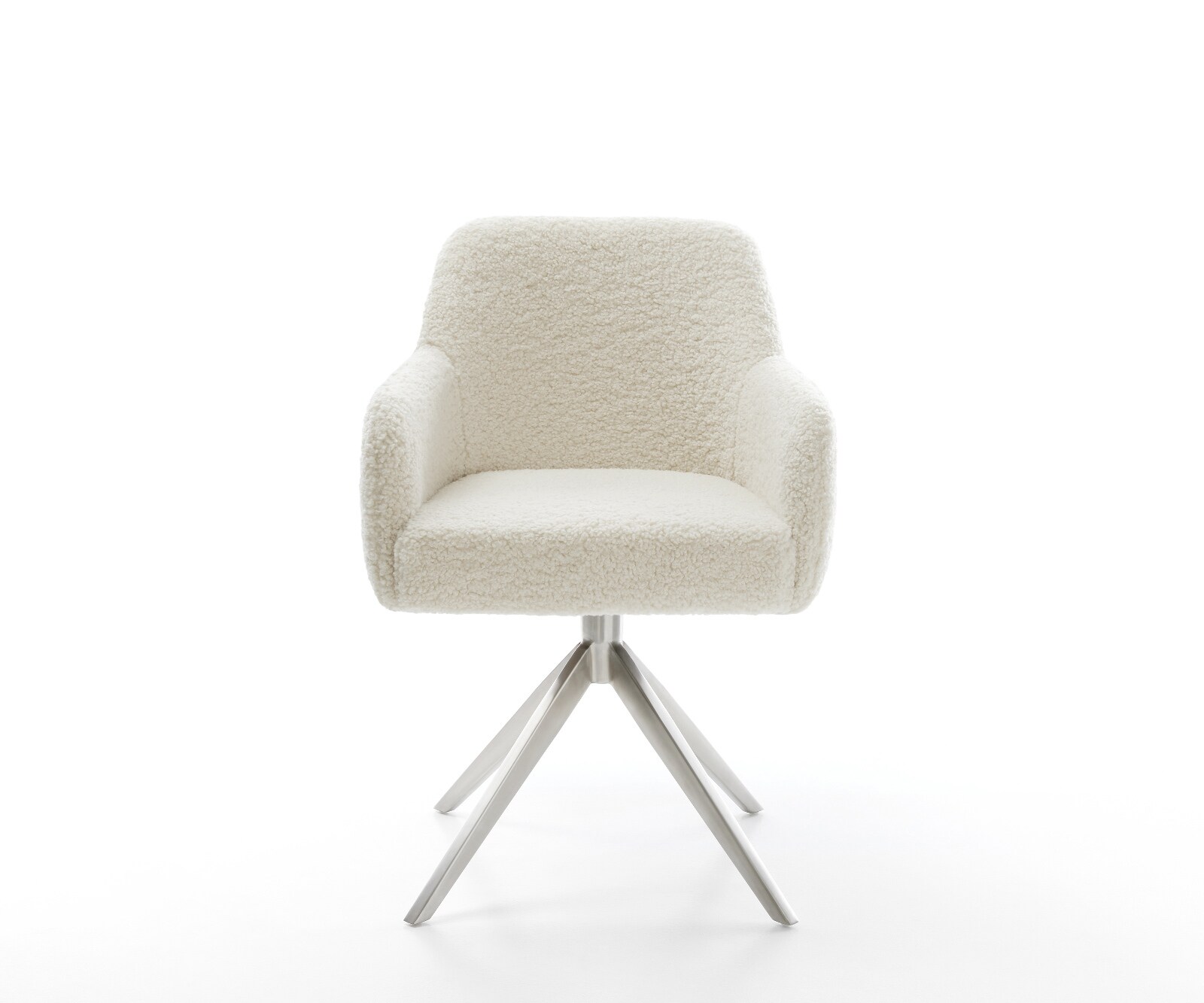 Draaistoel Greg-Flex teddy beige kruisframe breed roestvrij staal 360° draaibaar rocker-functie pocketveer kern 2