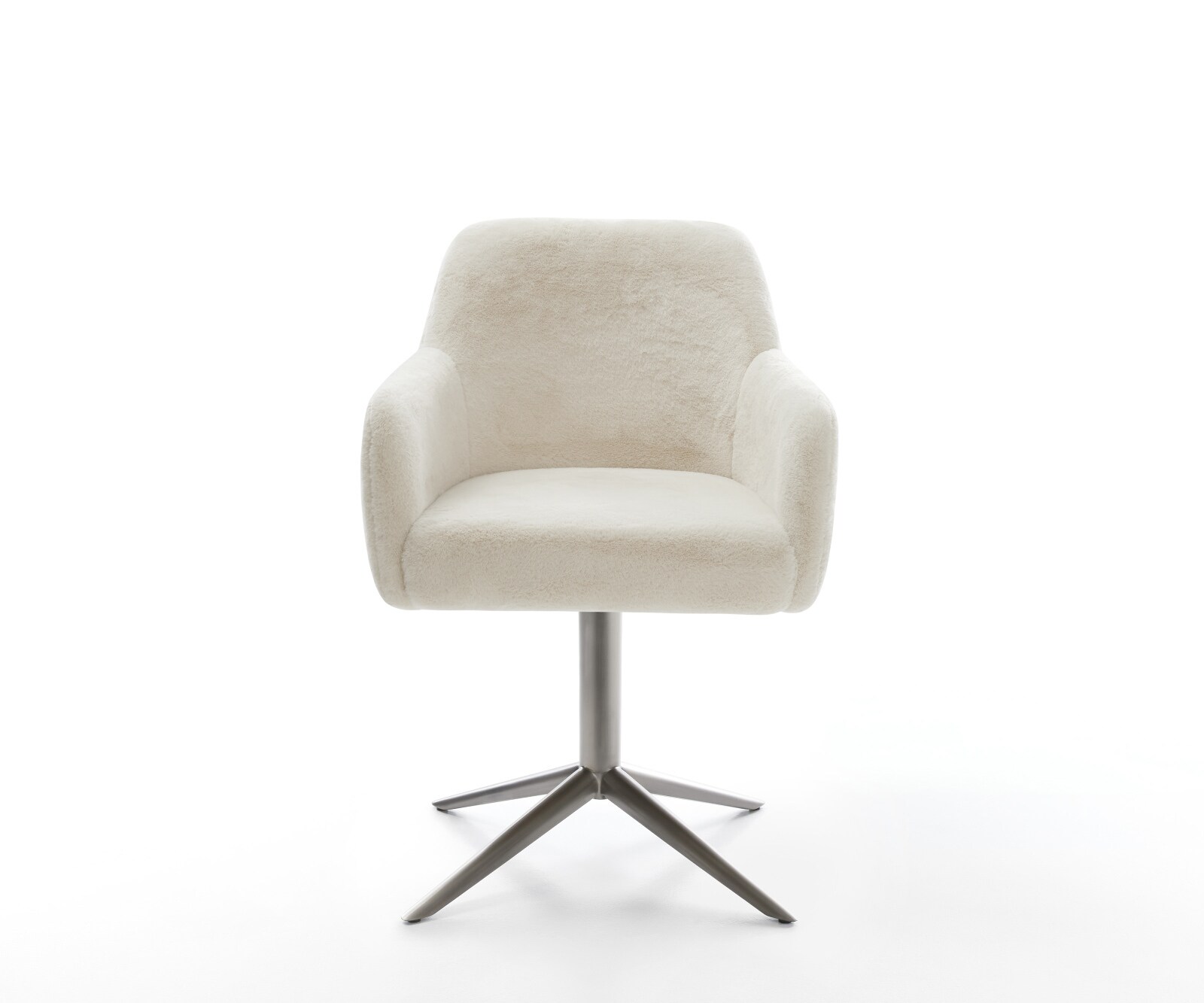 Draaistoel Greg-Flex pluchen crème-wit kruispoot grafiet 360° draaibaar rocker-functie pocketveer kern 2