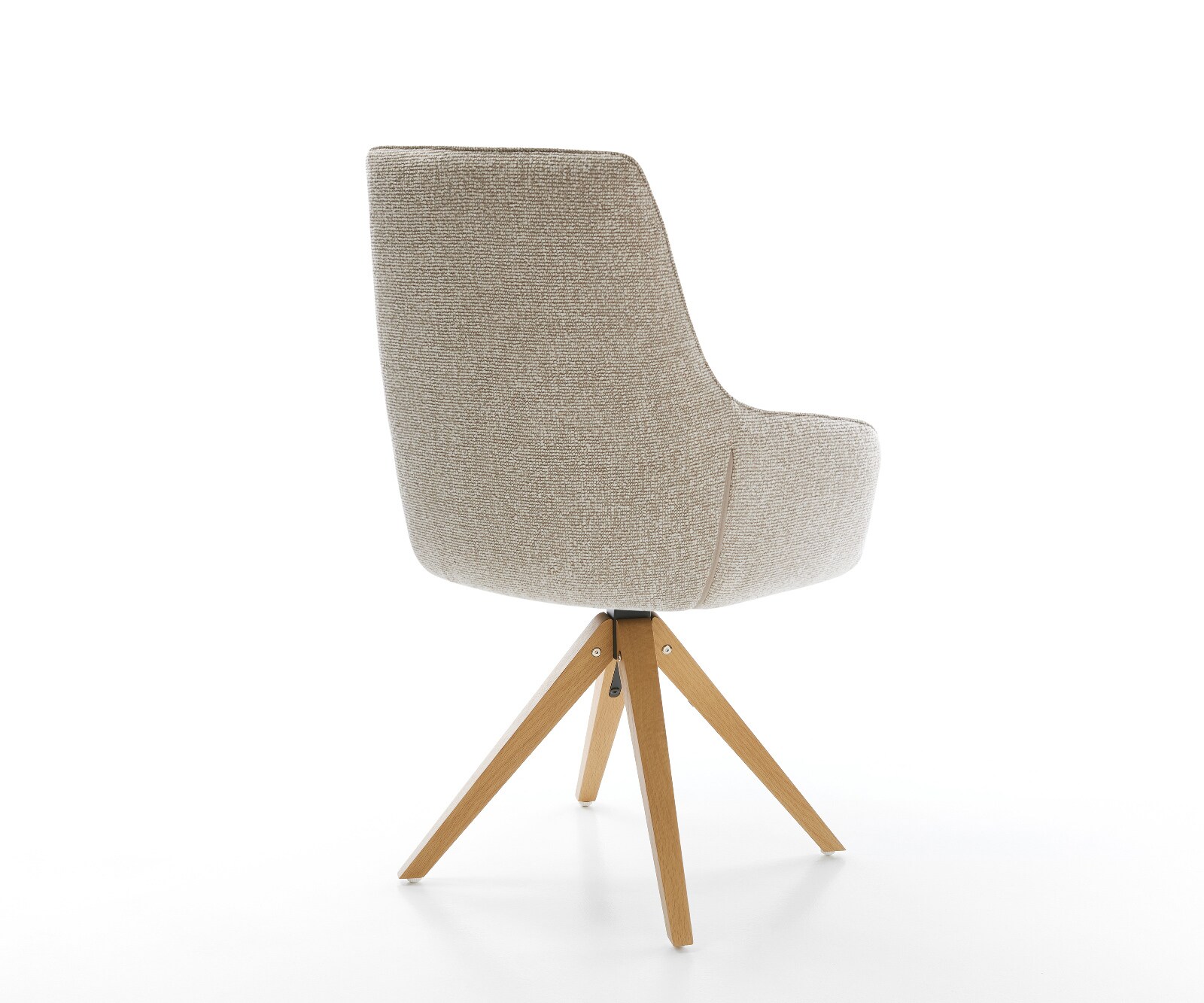 Draaistoel Zelia-Flex met armleuning geweven stof beige houten frame hoekig natuur 180° draaibaar pocketveer kern 5