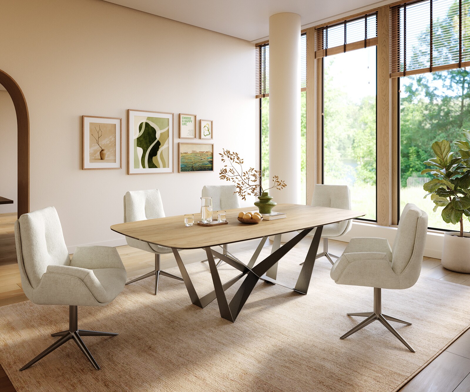 Eettafel Edge Boot 240x120 cm Keramiek Laminam® Sabbia Eichefarbig Spider Flachstahl Roestvrij staal Grafiet 5
